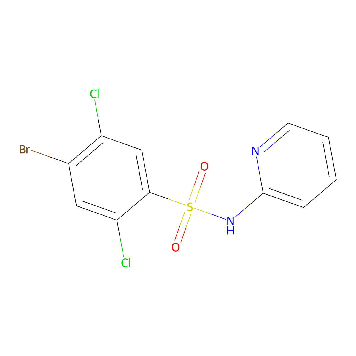4-bromo-2,5-dichloro-N-(pyridin-2-yl)benzene-1-sulfonamide molecular structure, CAS 2380060-90-0