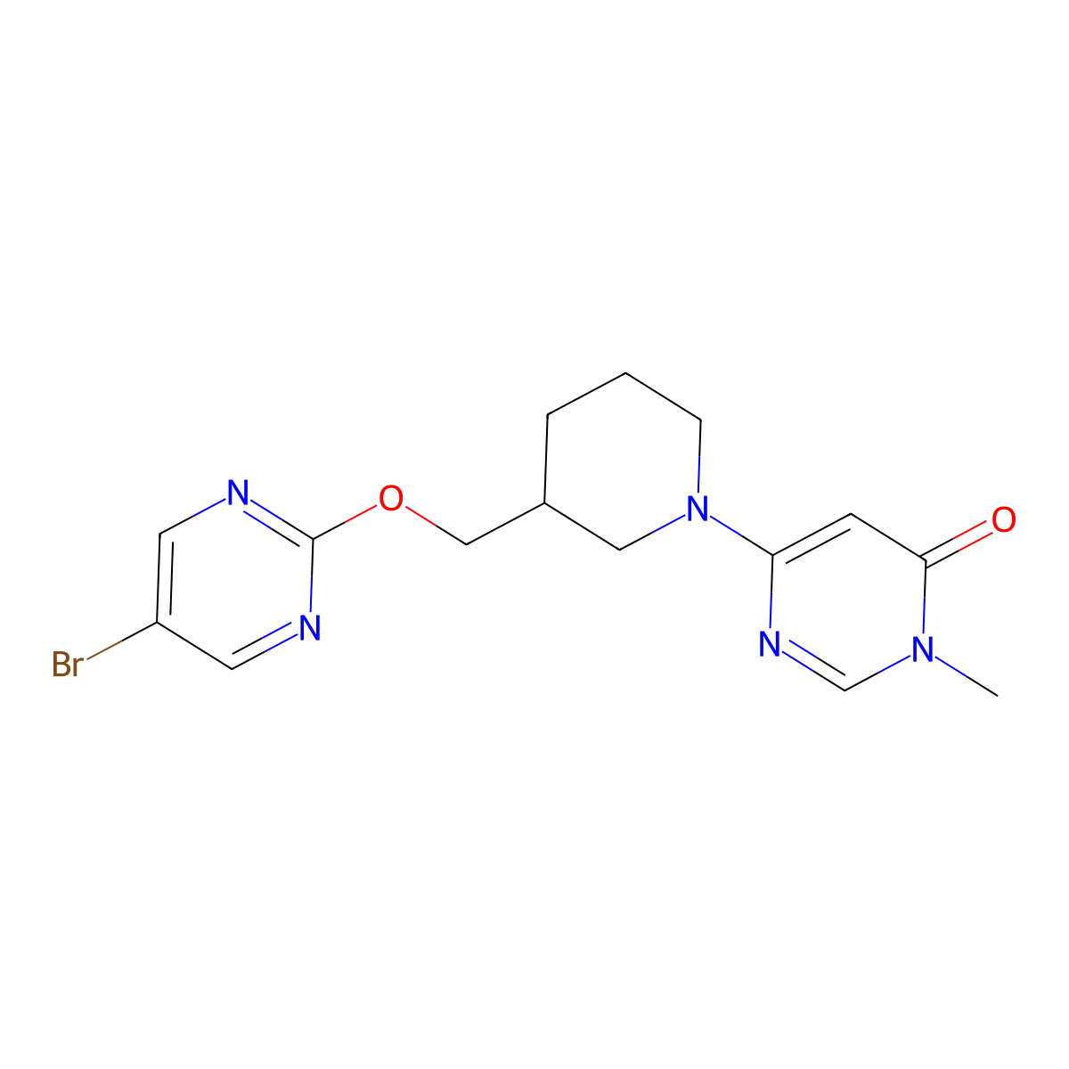 6-(3-{[(5-Bromopyrimidin-2-yl)oxy]methyl}piperidin-1-yl)-3-methyl-3,4-dihydropyrimidin-4-one molecular structure, CAS 2380061-00-5