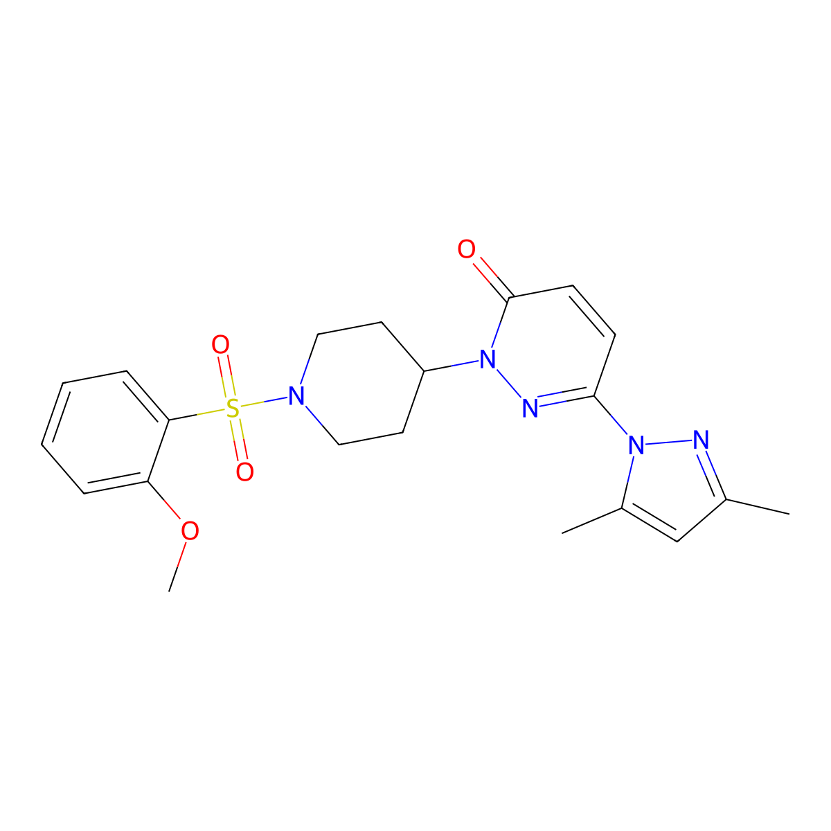 6-(3,5-dimethyl-1H-pyrazol-1-yl)-2-[1-(2-methoxybenzenesulfonyl)piperidin-4-yl]-2,3-dihydropyridazin-3-one molecular structure, CAS 2380061-01-6