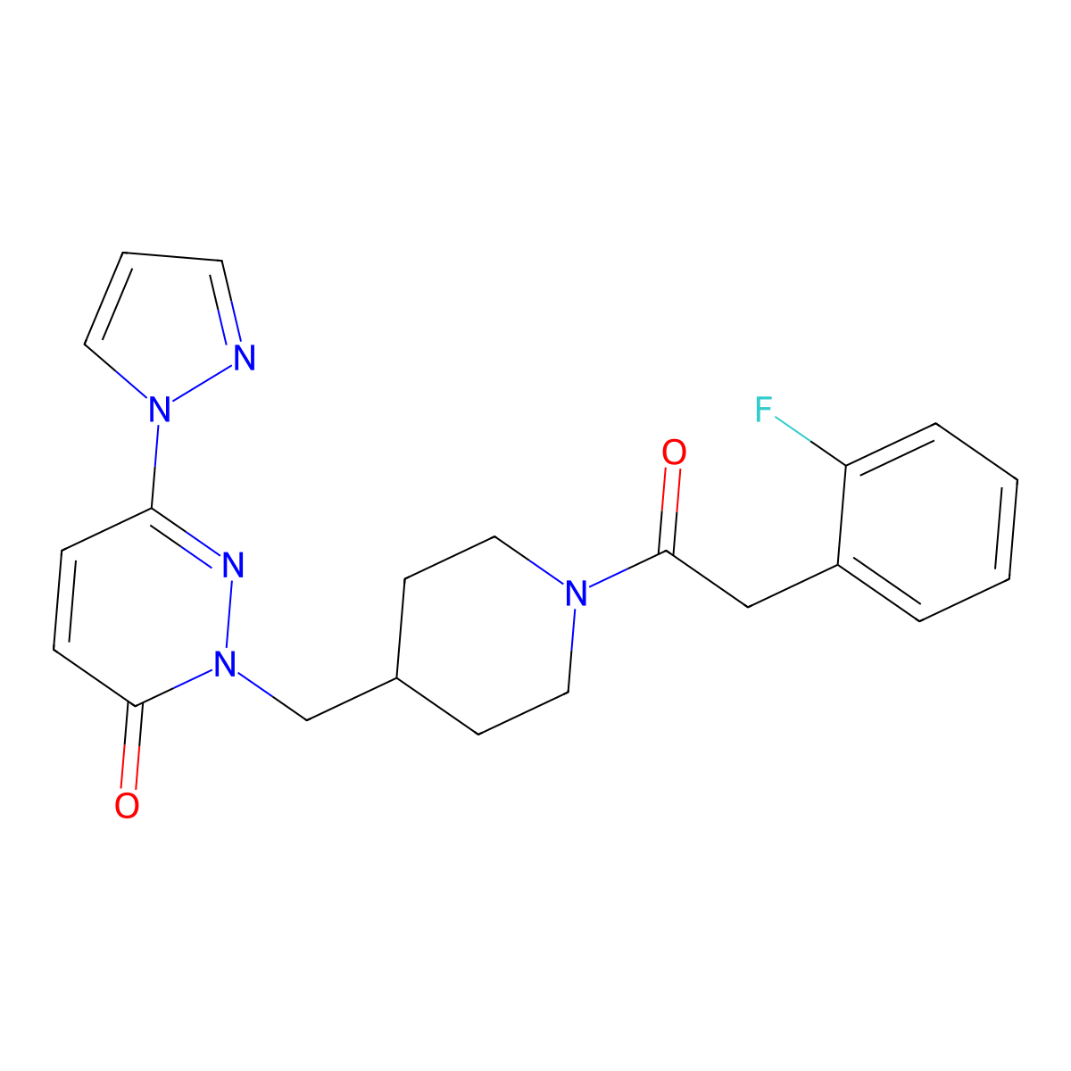 2-({1-[2-(2-fluorophenyl)acetyl]piperidin-4-yl}methyl)-6-(1H-pyrazol-1-yl)-2,3-dihydropyridazin-3-one molecular structure, CAS 2380061-02-7