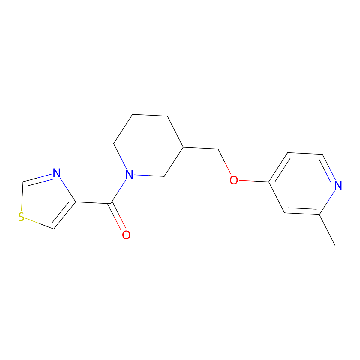 2-Methyl-4-{[1-(1,3-thiazole-4-carbonyl)piperidin-3-yl]methoxy}pyridine molecular structure, CAS 2380061-04-9
