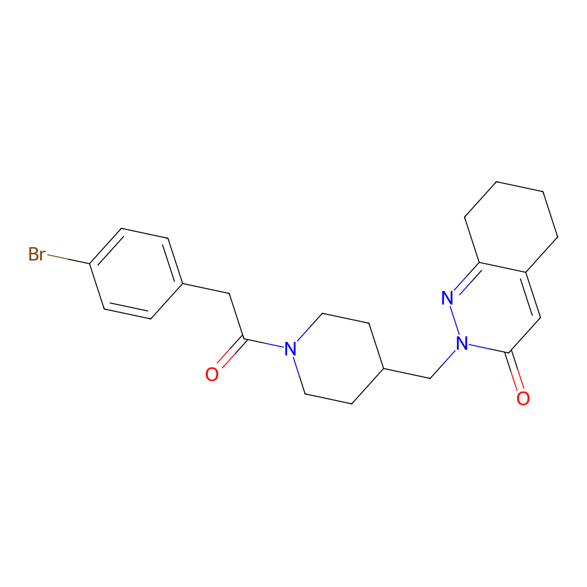2-({1-[2-(4-Bromophenyl)acetyl]piperidin-4-yl}methyl)-2,3,5,6,7,8-hexahydrocinnolin-3-one molecular structure, CAS 2380061-08-3