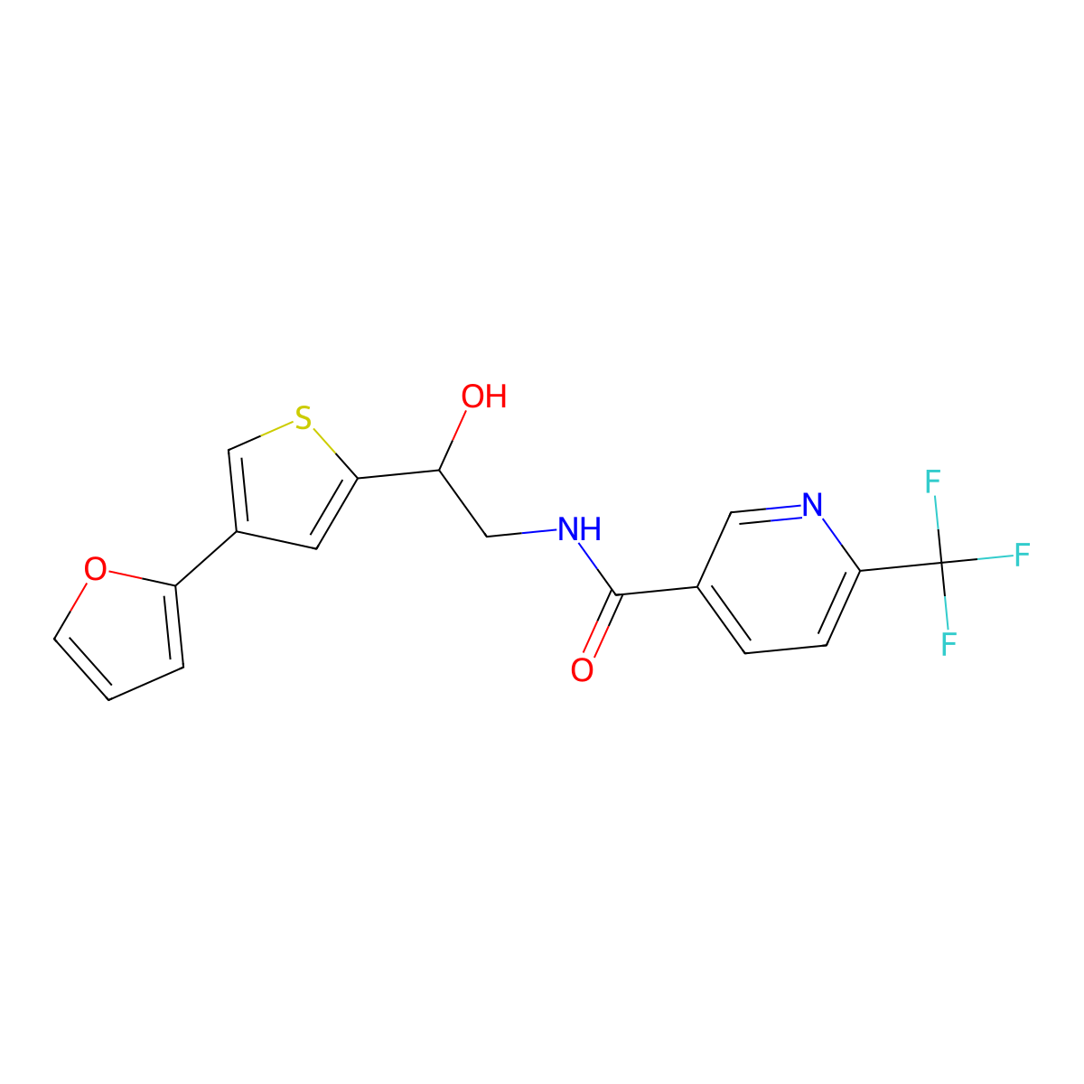 N-{2-[4-(furan-2-yl)thiophen-2-yl]-2-hydroxyethyl}-6-(trifluoromethyl)pyridine-3-carboxamide molecular structure, CAS 2380061-14-1