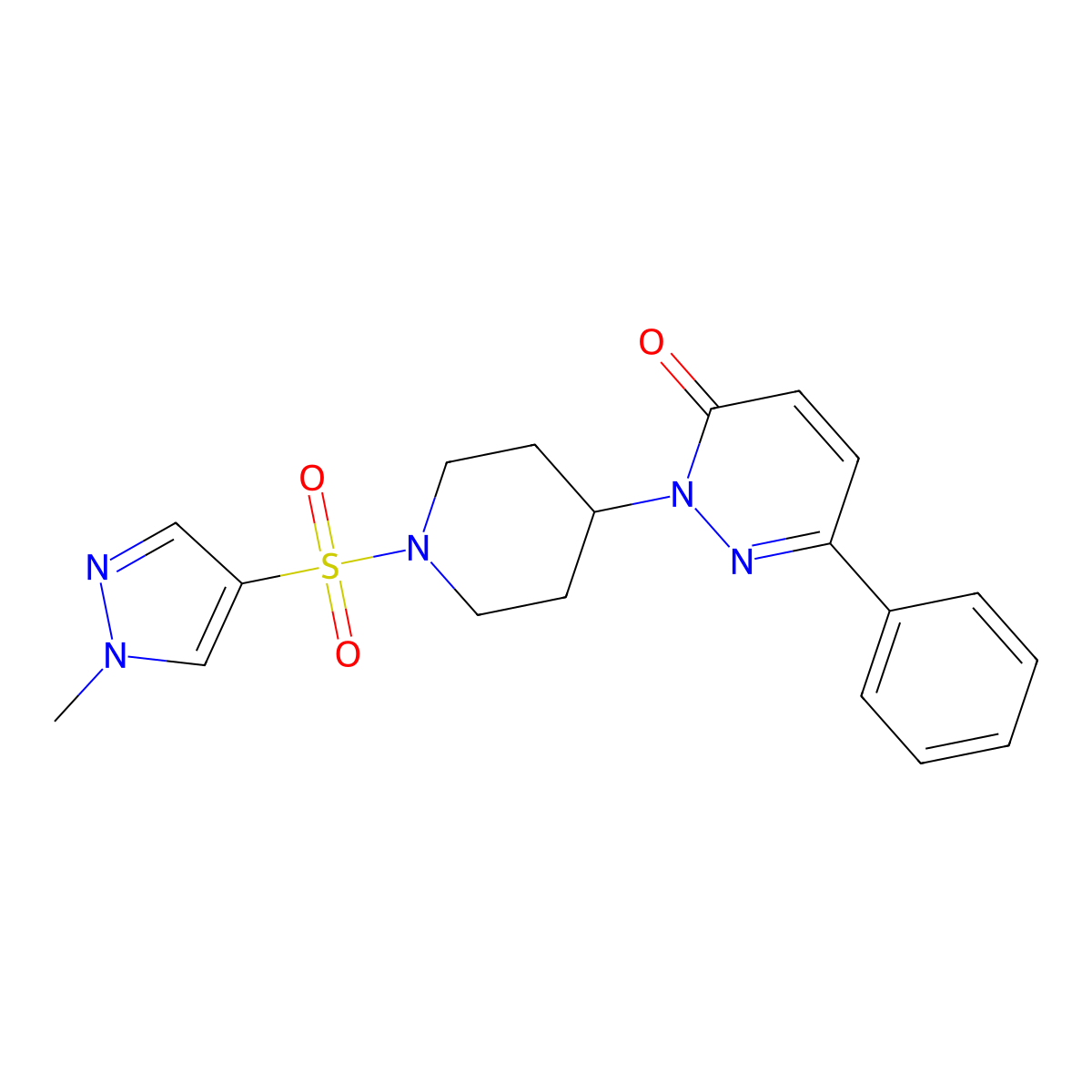 2-{1-[(1-methyl-1H-pyrazol-4-yl)sulfonyl]piperidin-4-yl}-6-phenyl-2,3-dihydropyridazin-3-one molecular structure, CAS 2380061-19-6