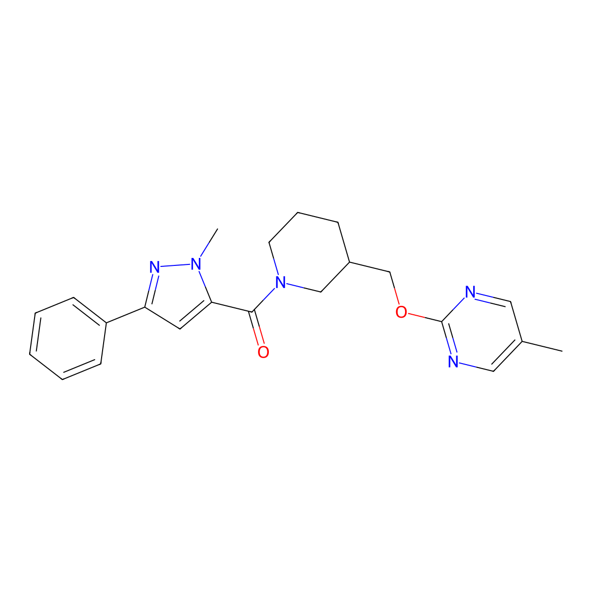 5-methyl-2-{[1-(1-methyl-3-phenyl-1H-pyrazole-5-carbonyl)piperidin-3-yl]methoxy}pyrimidine molecular structure, CAS 2380061-22-1