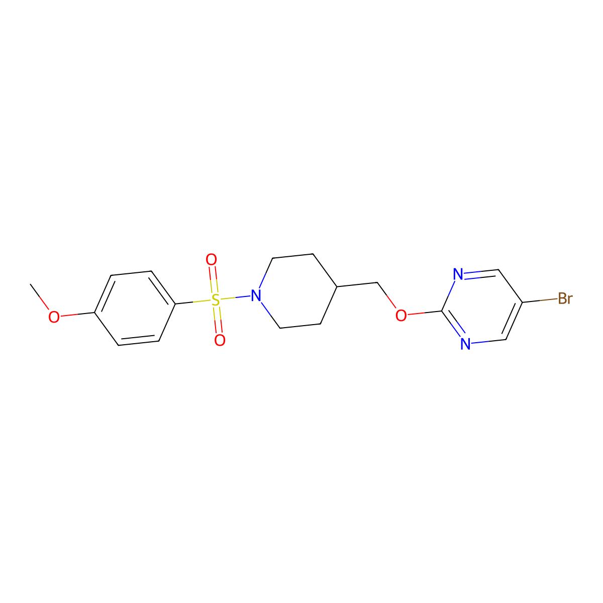 5-Bromo-2-{[1-(4-methoxybenzenesulfonyl)piperidin-4-yl]methoxy}pyrimidine molecular structure, CAS 2380061-27-6