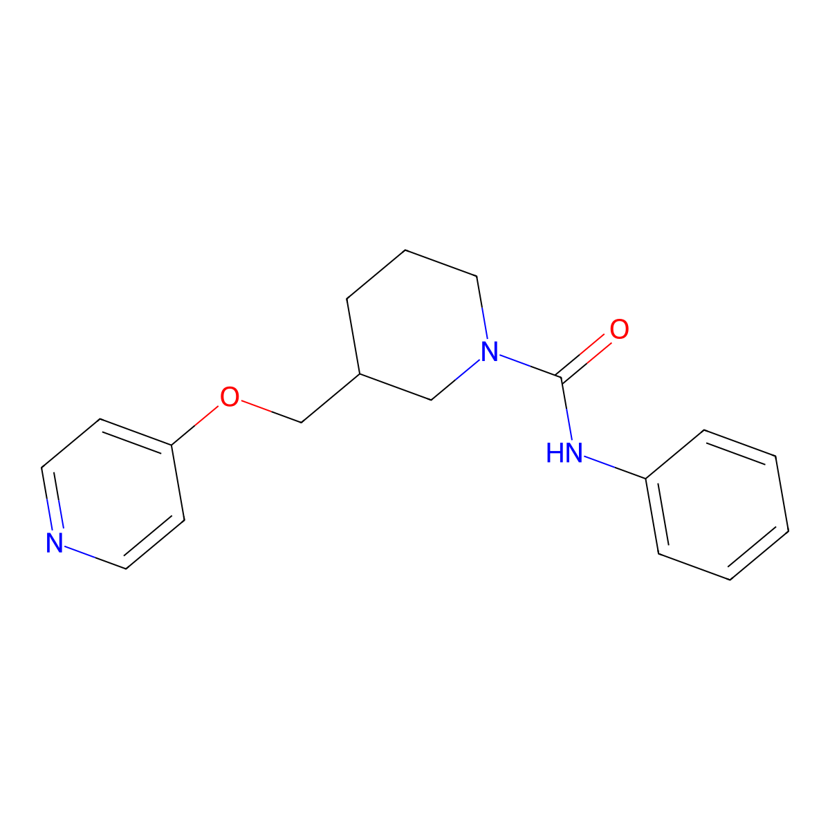 N-phenyl-3-[(pyridin-4-yloxy)methyl]piperidine-1-carboxamide molecular structure, CAS 2380061-30-1