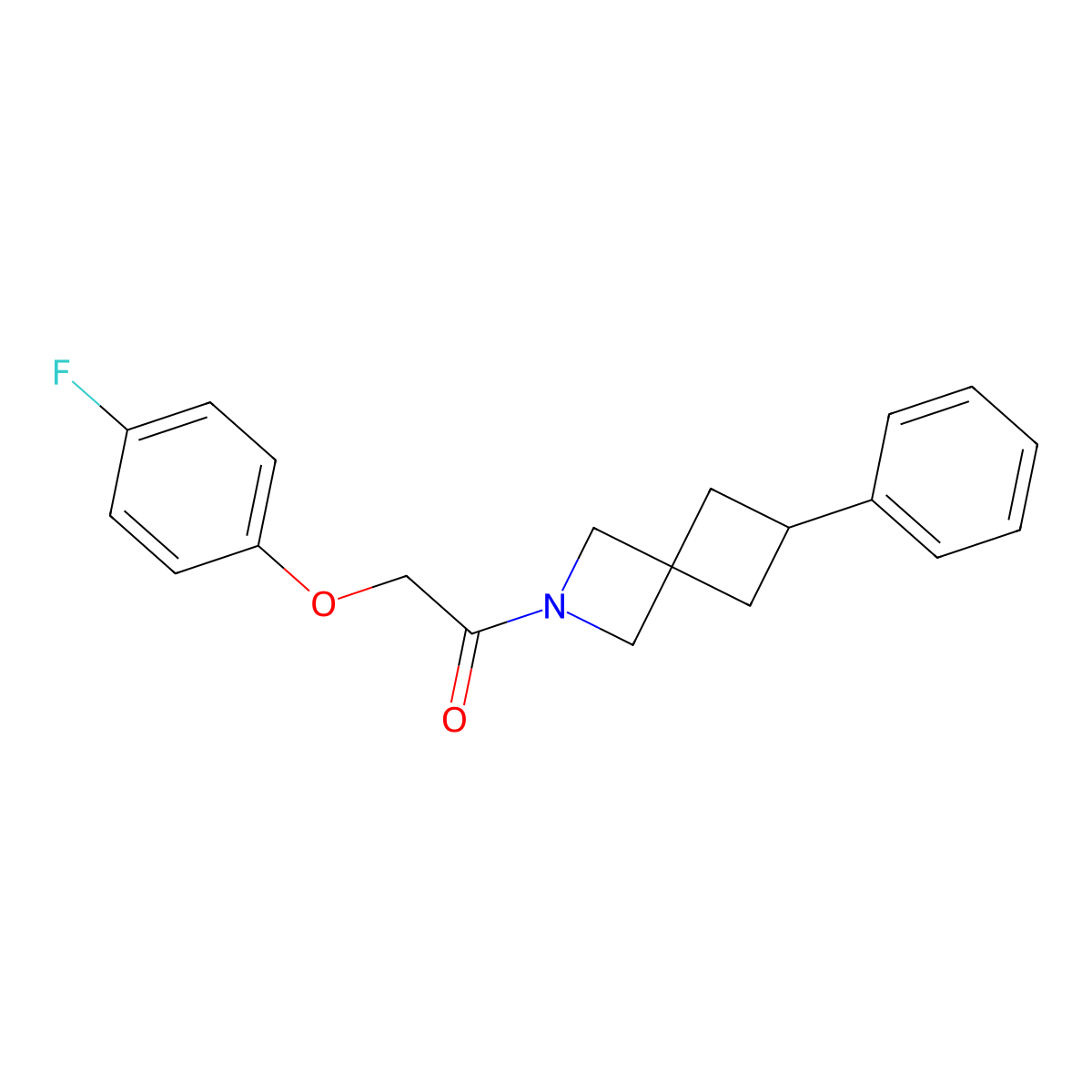 2-(4-Fluorophenoxy)-1-{6-phenyl-2-azaspiro[3.3]heptan-2-yl}ethan-1-one molecular structure, CAS 2380061-40-3