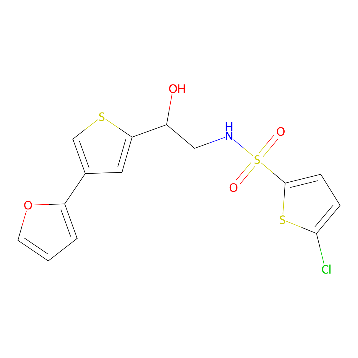 5-chloro-N-{2-[4-(furan-2-yl)thiophen-2-yl]-2-hydroxyethyl}thiophene-2-sulfonamide molecular structure, CAS 2380061-45-8