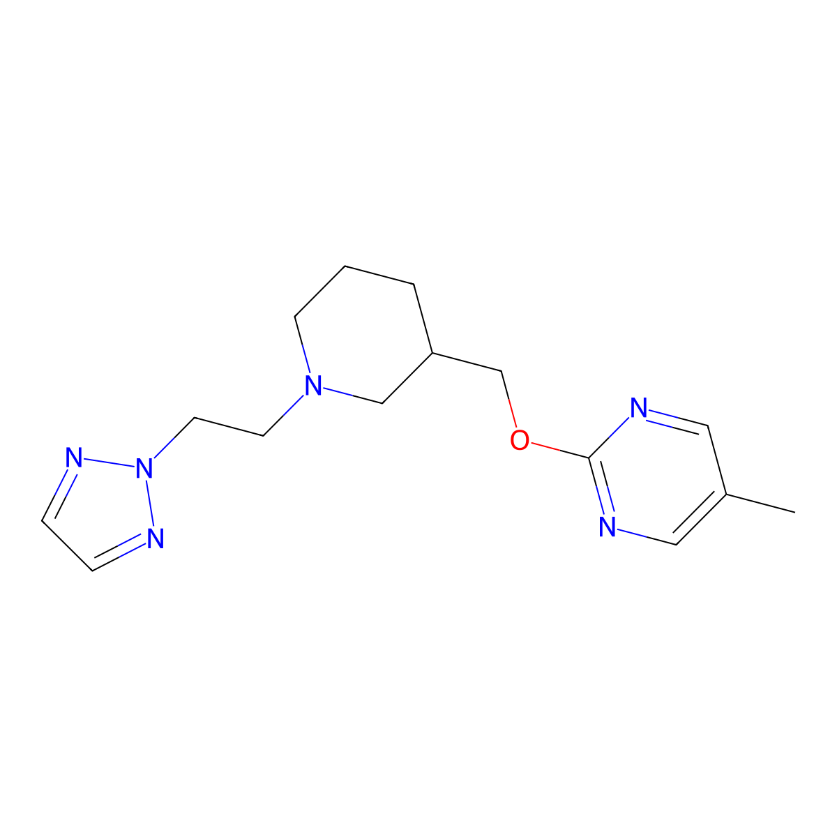5-methyl-2-({1-[2-(2H-1,2,3-triazol-2-yl)ethyl]piperidin-3-yl}methoxy)pyrimidine molecular structure, CAS 2380061-57-2