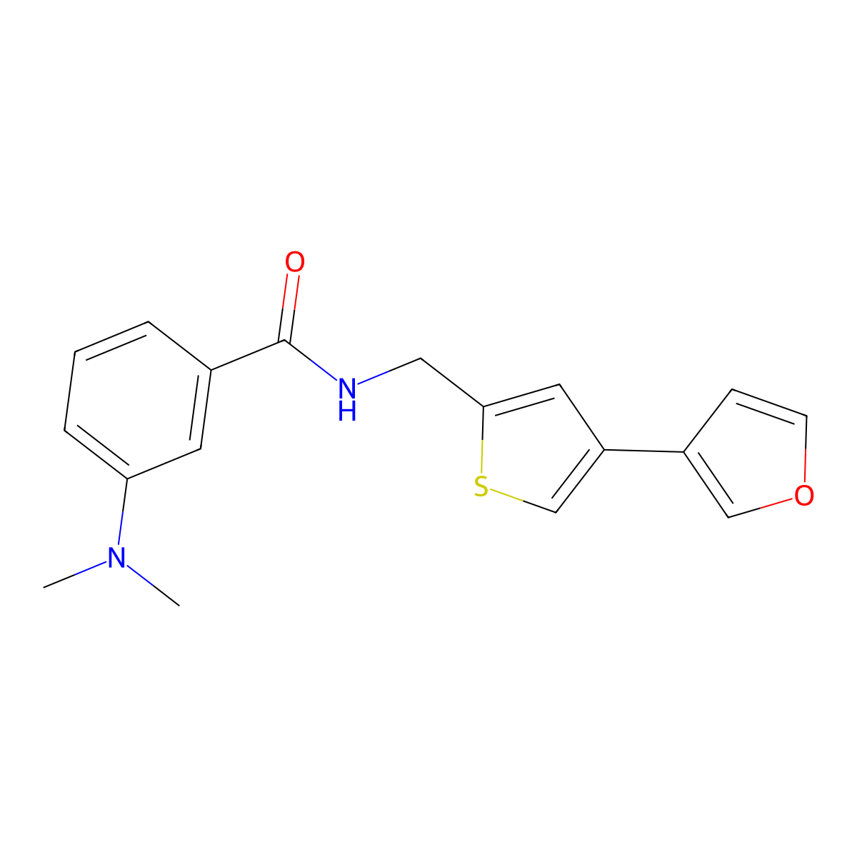 3-(dimethylamino)-N-{[4-(furan-3-yl)thiophen-2-yl]methyl}benzamide molecular structure, CAS 2380061-59-4