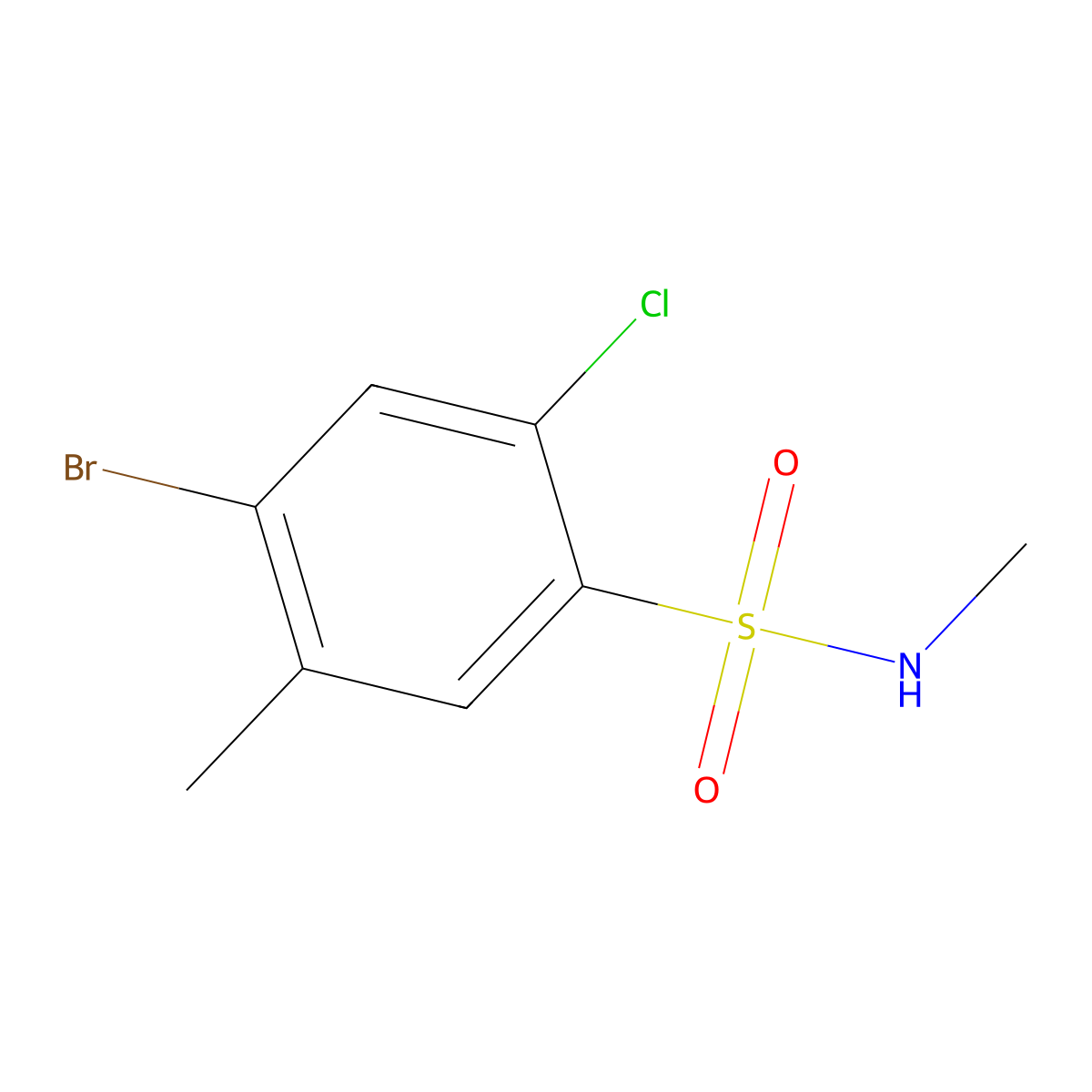 4-Bromo-2-chloro-N,5-dimethylbenzenesulfonamide molecular structure, CAS 2380061-63-0