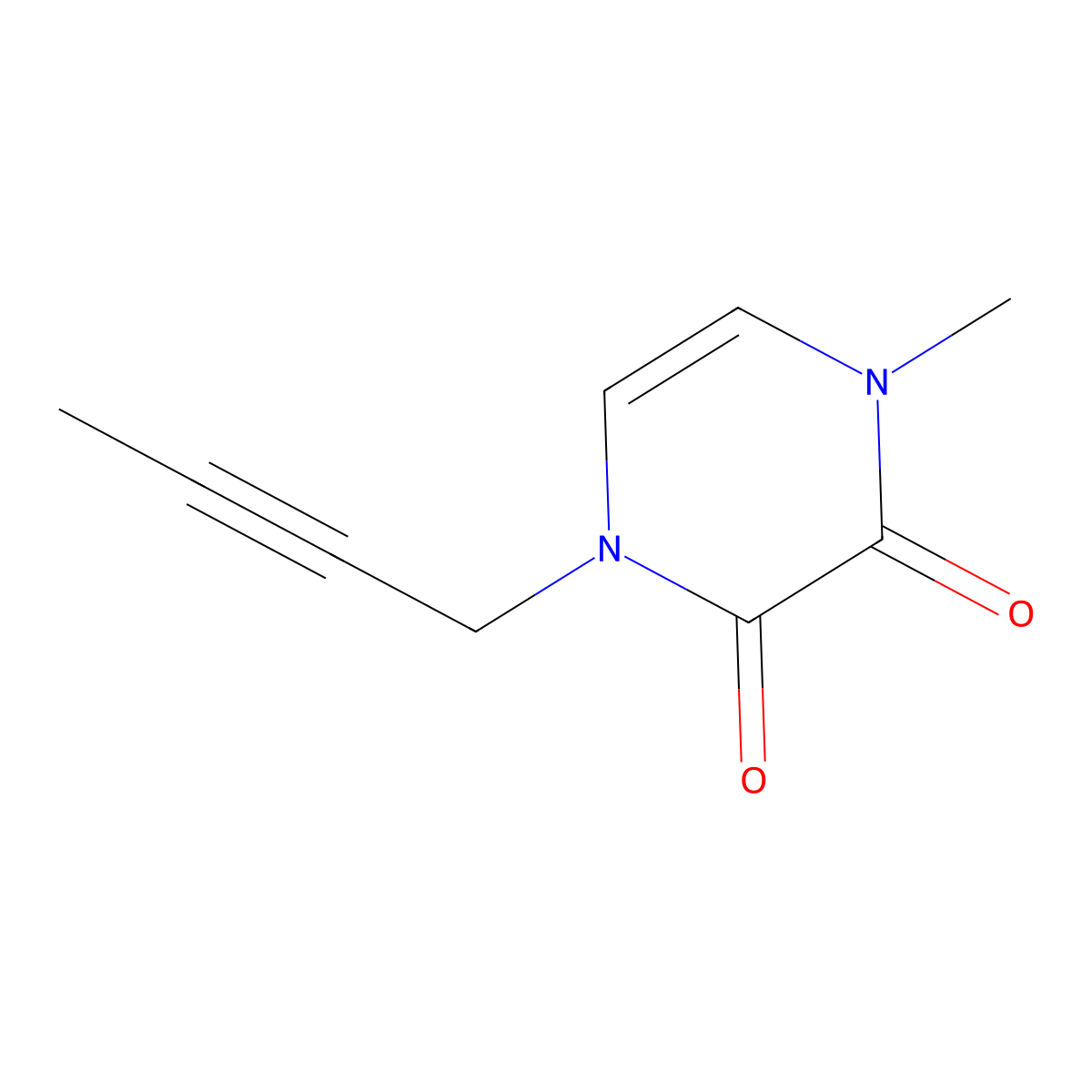 1-(But-2-yn-1-yl)-4-methyl-1,2,3,4-tetrahydropyrazine-2,3-dione molecular structure, CAS 2380061-64-1