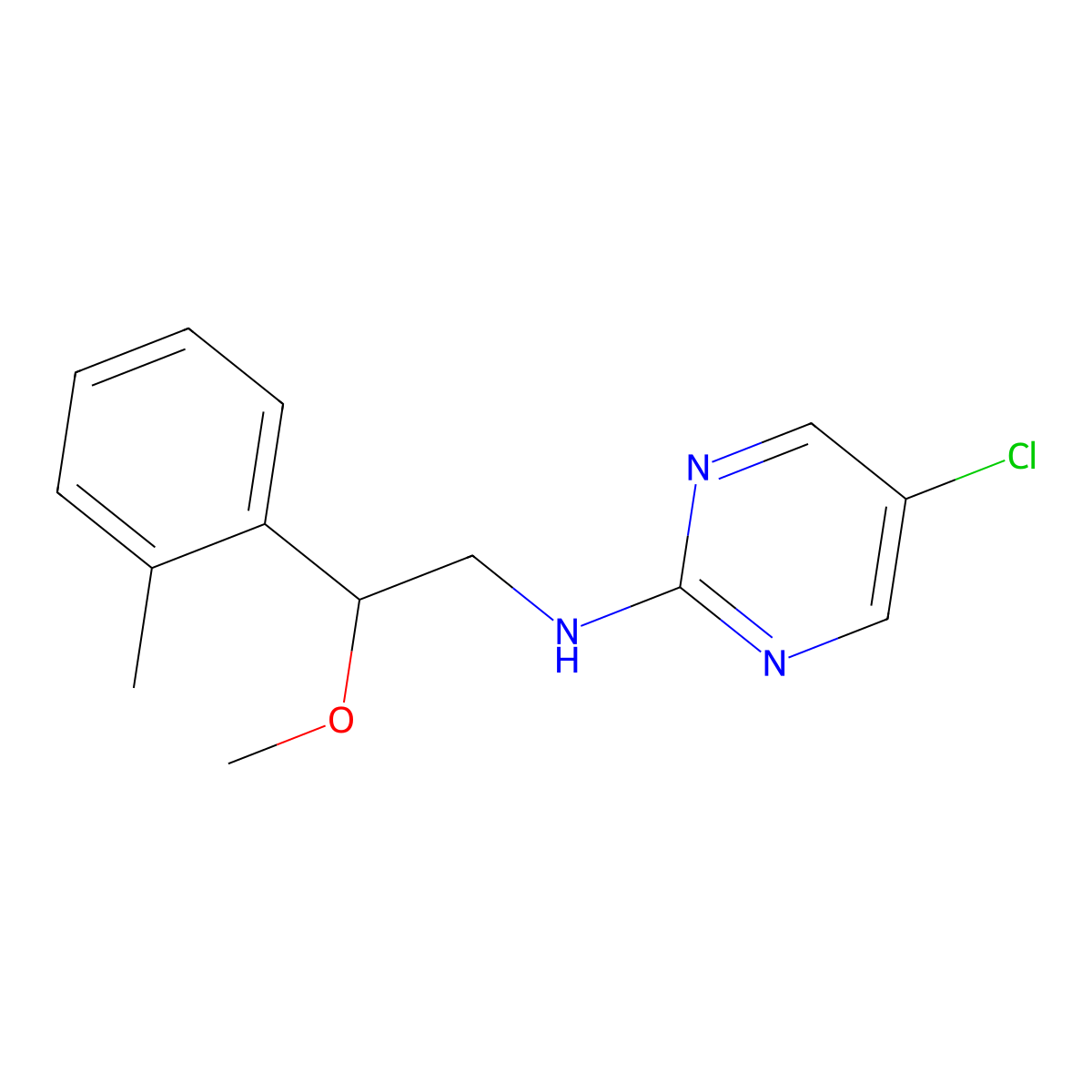 5-Chloro-N-[2-methoxy-2-(2-methylphenyl)ethyl]pyrimidin-2-amine molecular structure, CAS 2380061-75-4