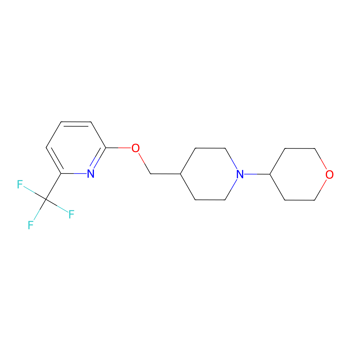 2-{[1-(Oxan-4-yl)piperidin-4-yl]methoxy}-6-(trifluoromethyl)pyridine molecular structure, CAS 2380061-87-8