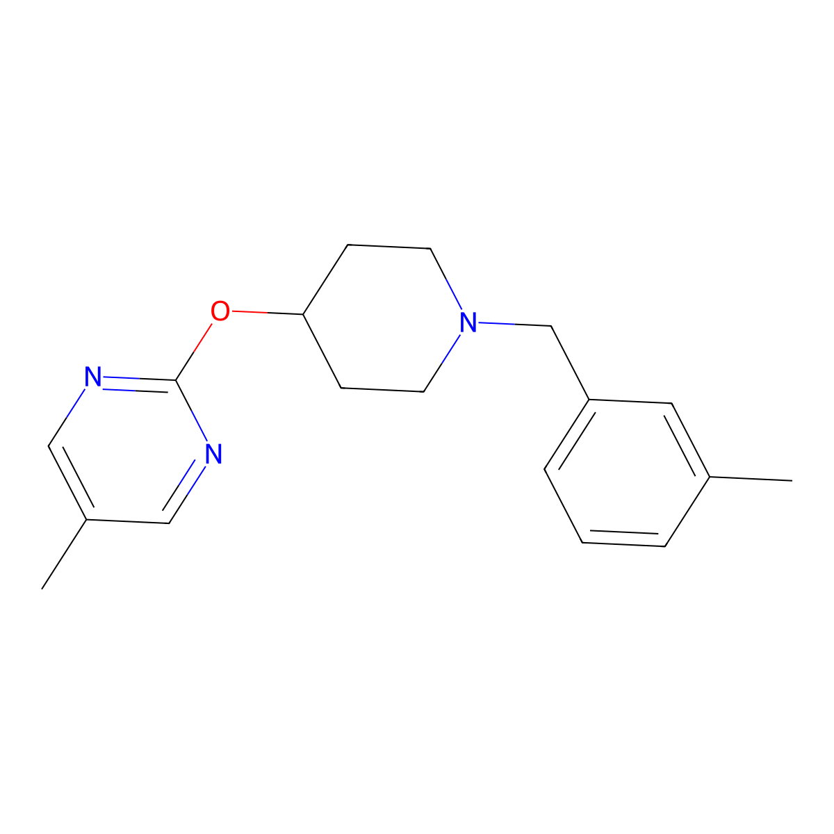 5-Methyl-2-({1-[(3-methylphenyl)methyl]piperidin-4-yl}oxy)pyrimidine molecular structure, CAS 2380061-93-6