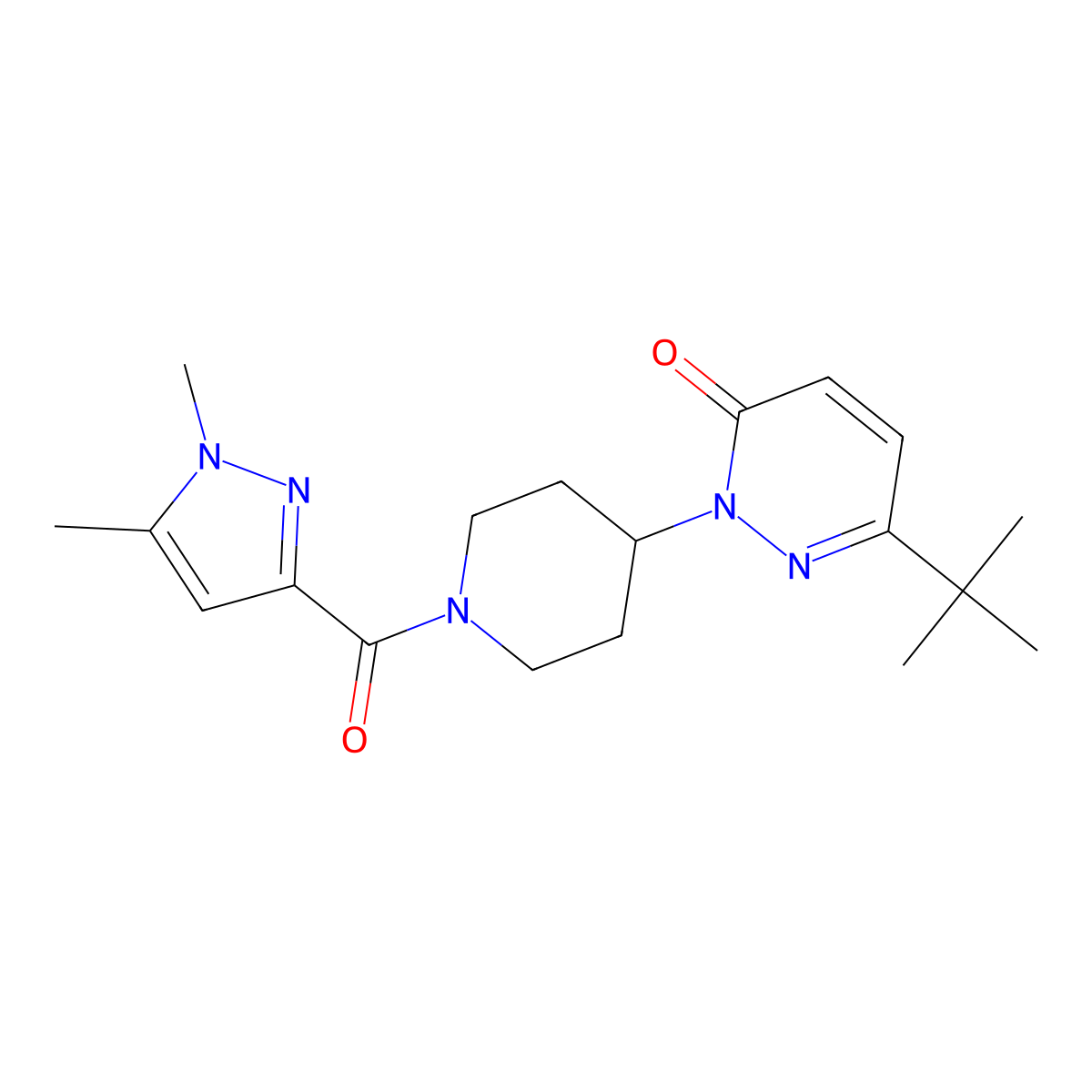6-tert-butyl-2-[1-(1,5-dimethyl-1H-pyrazole-3-carbonyl)piperidin-4-yl]-2,3-dihydropyridazin-3-one molecular structure, CAS 2380062-00-8