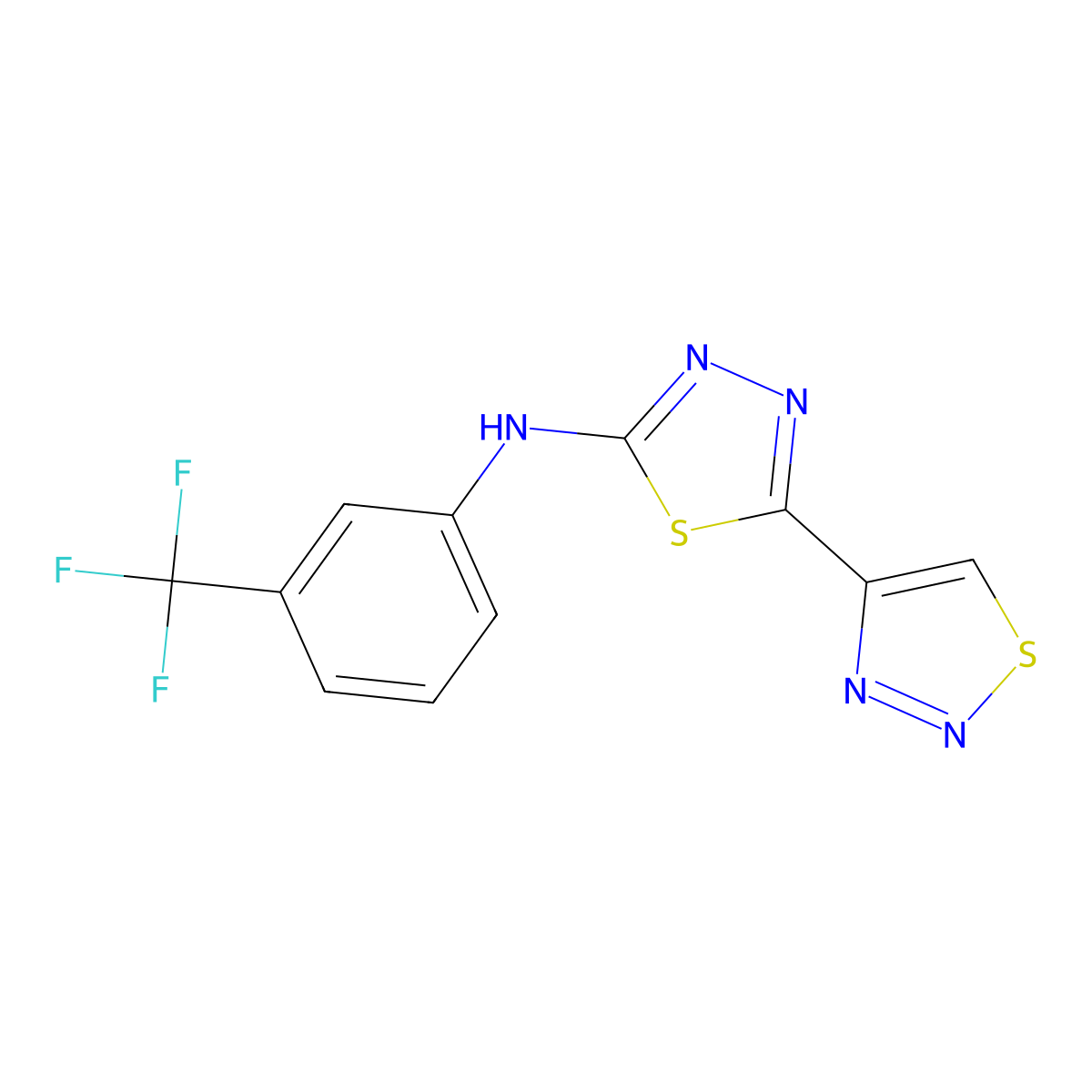 5-(1,2,3-thiadiazol-4-yl)-N-[3-(trifluoromethyl)phenyl]-1,3,4-thiadiazol-2-amine molecular structure, CAS 2380062-01-9