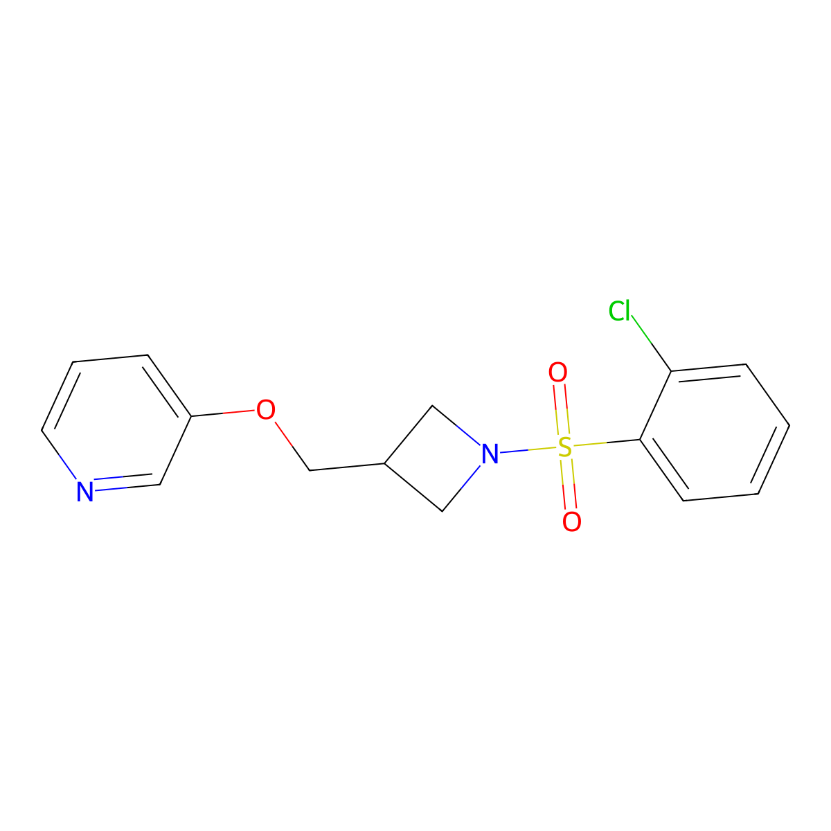 3-{[1-(2-Chlorobenzenesulfonyl)azetidin-3-yl]methoxy}pyridine molecular structure, CAS 2380062-07-5