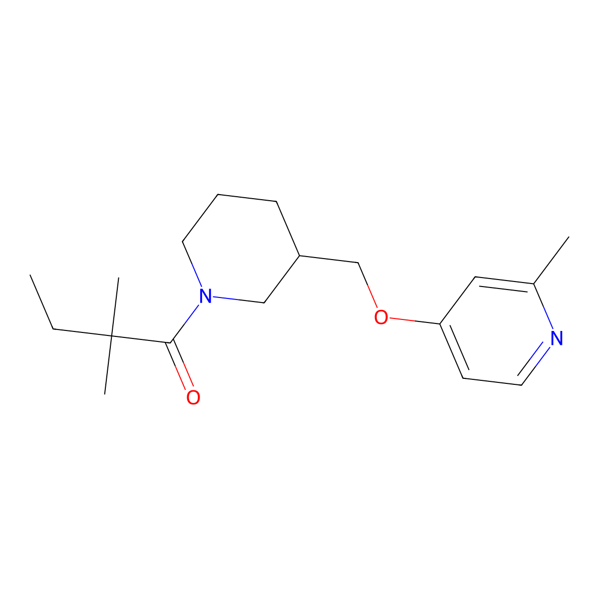2,2-Dimethyl-1-(3-{[(2-methylpyridin-4-yl)oxy]methyl}piperidin-1-yl)butan-1-one molecular structure, CAS 2380062-17-7
