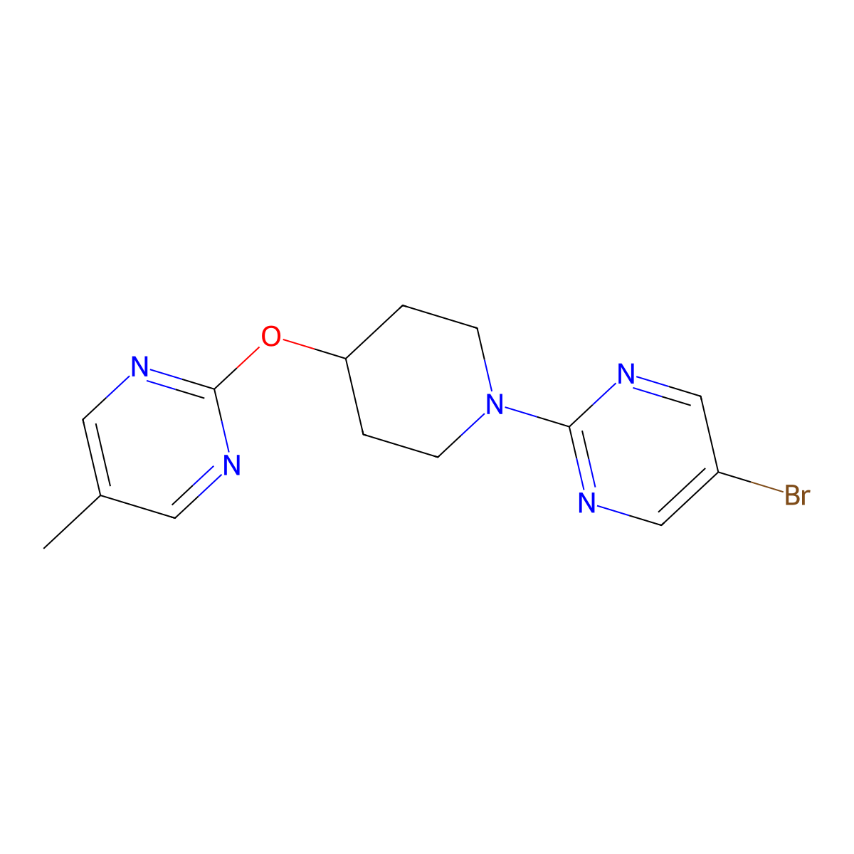 5-Bromo-2-{4-[(5-methylpyrimidin-2-yl)oxy]piperidin-1-yl}pyrimidine molecular structure, CAS 2380062-21-3