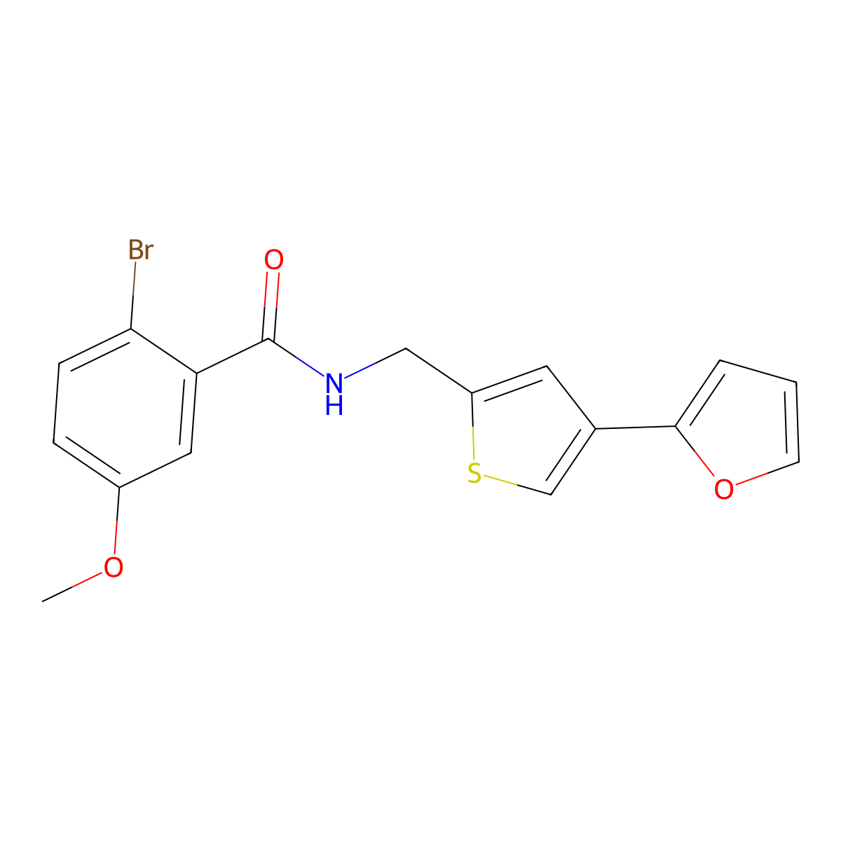 2-bromo-N-{[4-(furan-2-yl)thiophen-2-yl]methyl}-5-methoxybenzamide molecular structure, CAS 2380062-23-5