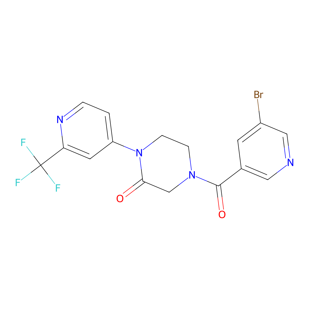 4-(5-Bromopyridine-3-carbonyl)-1-[2-(trifluoromethyl)pyridin-4-yl]piperazin-2-one molecular structure, CAS 2380062-28-0