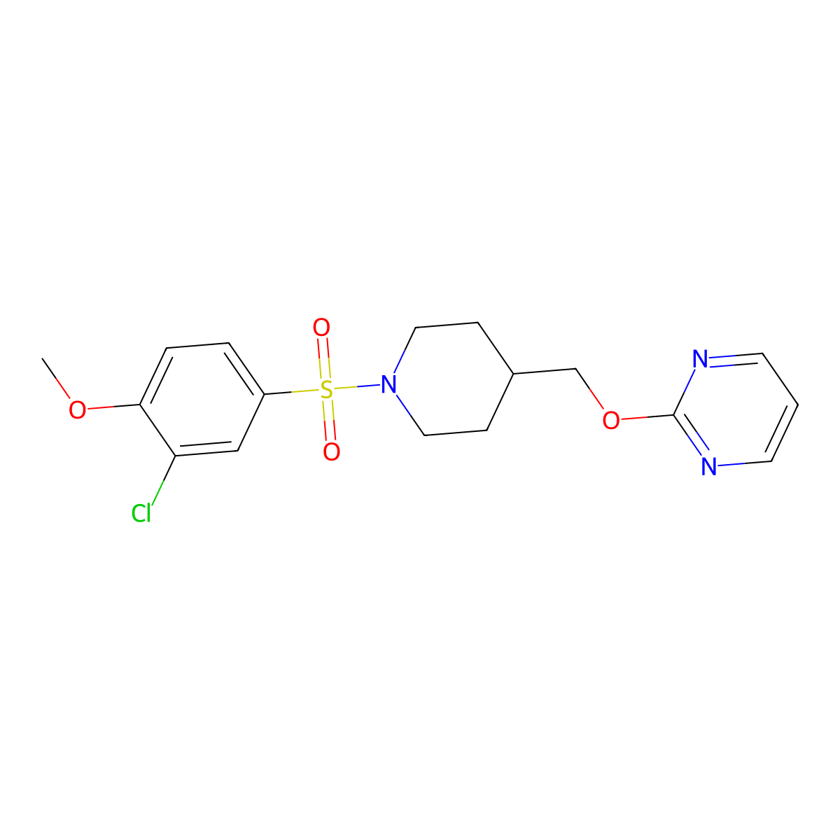 2-{[1-(3-Chloro-4-methoxybenzenesulfonyl)piperidin-4-yl]methoxy}pyrimidine molecular structure, CAS 2380062-35-9