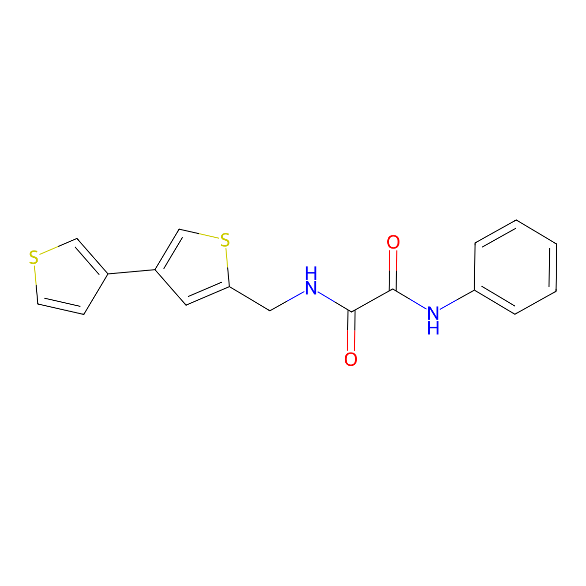 N-({[3,3'-bithiophene]-5-yl}methyl)-N'-phenylethanediamide molecular structure, CAS 2380062-38-2
