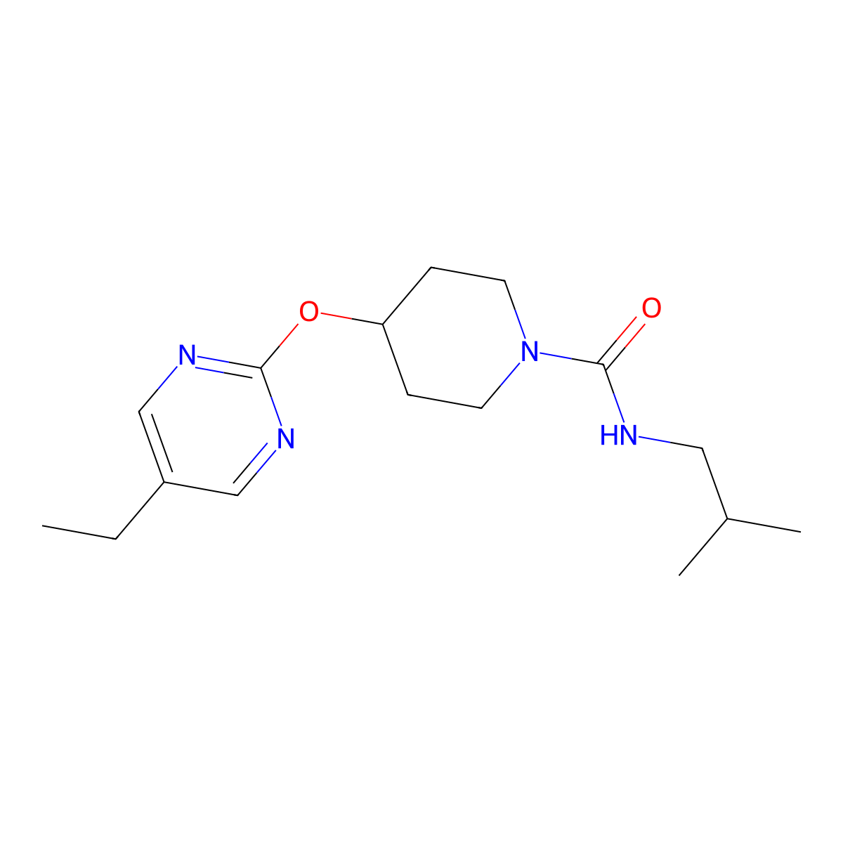 4-[(5-ethylpyrimidin-2-yl)oxy]-N-(2-methylpropyl)piperidine-1-carboxamide molecular structure, CAS 2380062-45-1