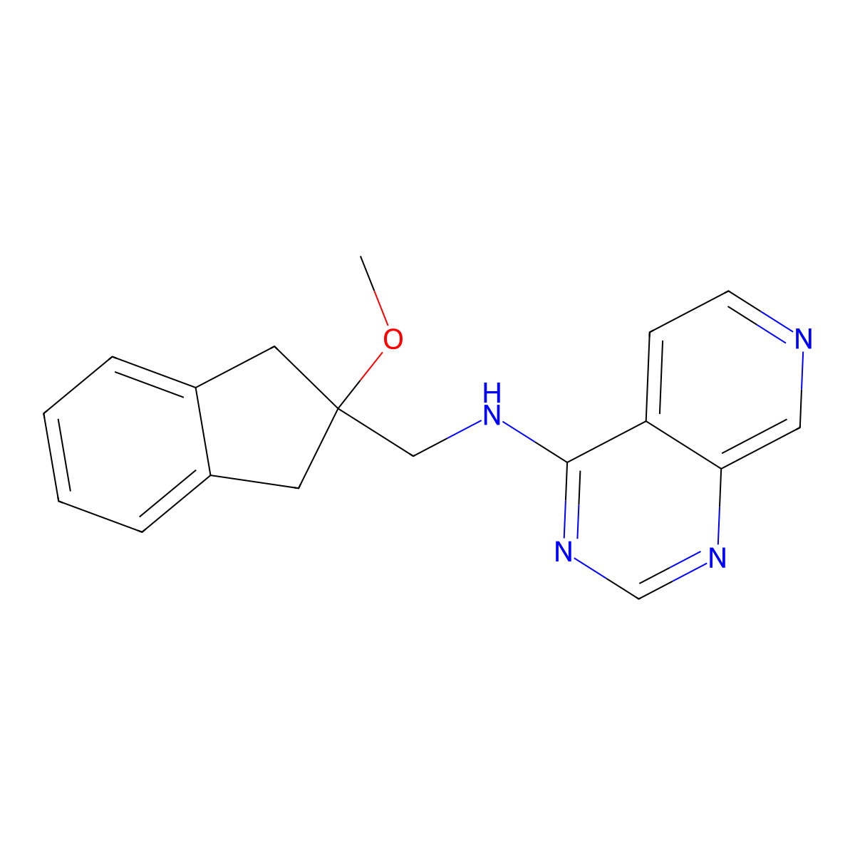 N-[(2-methoxy-2,3-dihydro-1H-inden-2-yl)methyl]pyrido[3,4-d]pyrimidin-4-amine molecular structure, CAS 2380062-61-1
