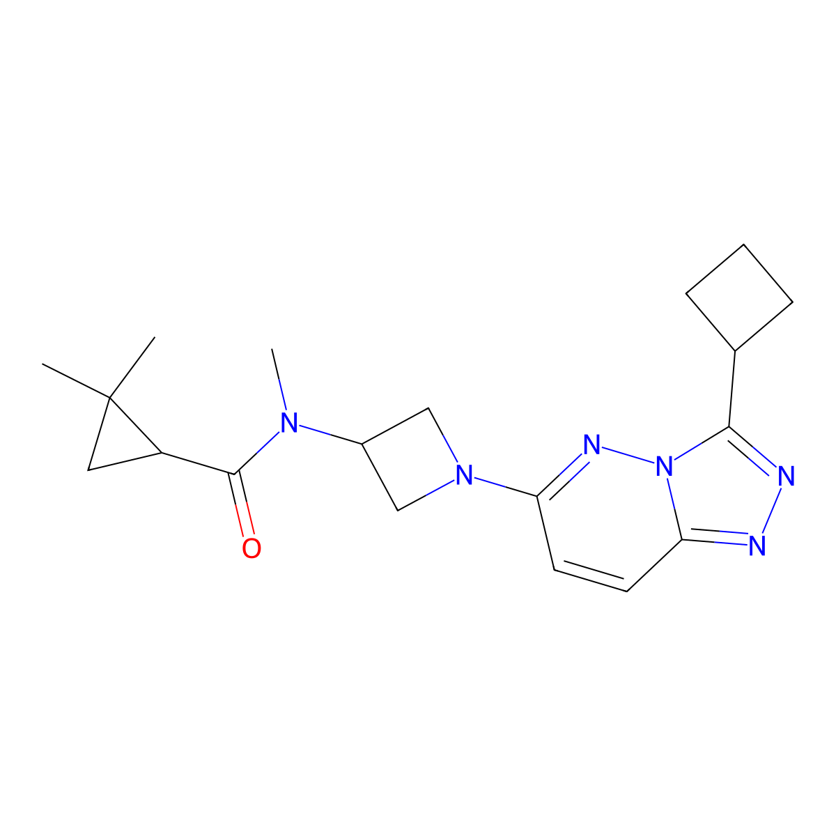 N-(1-{3-cyclobutyl-[1,2,4]triazolo[4,3-b]pyridazin-6-yl}azetidin-3-yl)-N,2,2-trimethylcyclopropane-1-carboxamide molecular structure, CAS 2380062-83-7