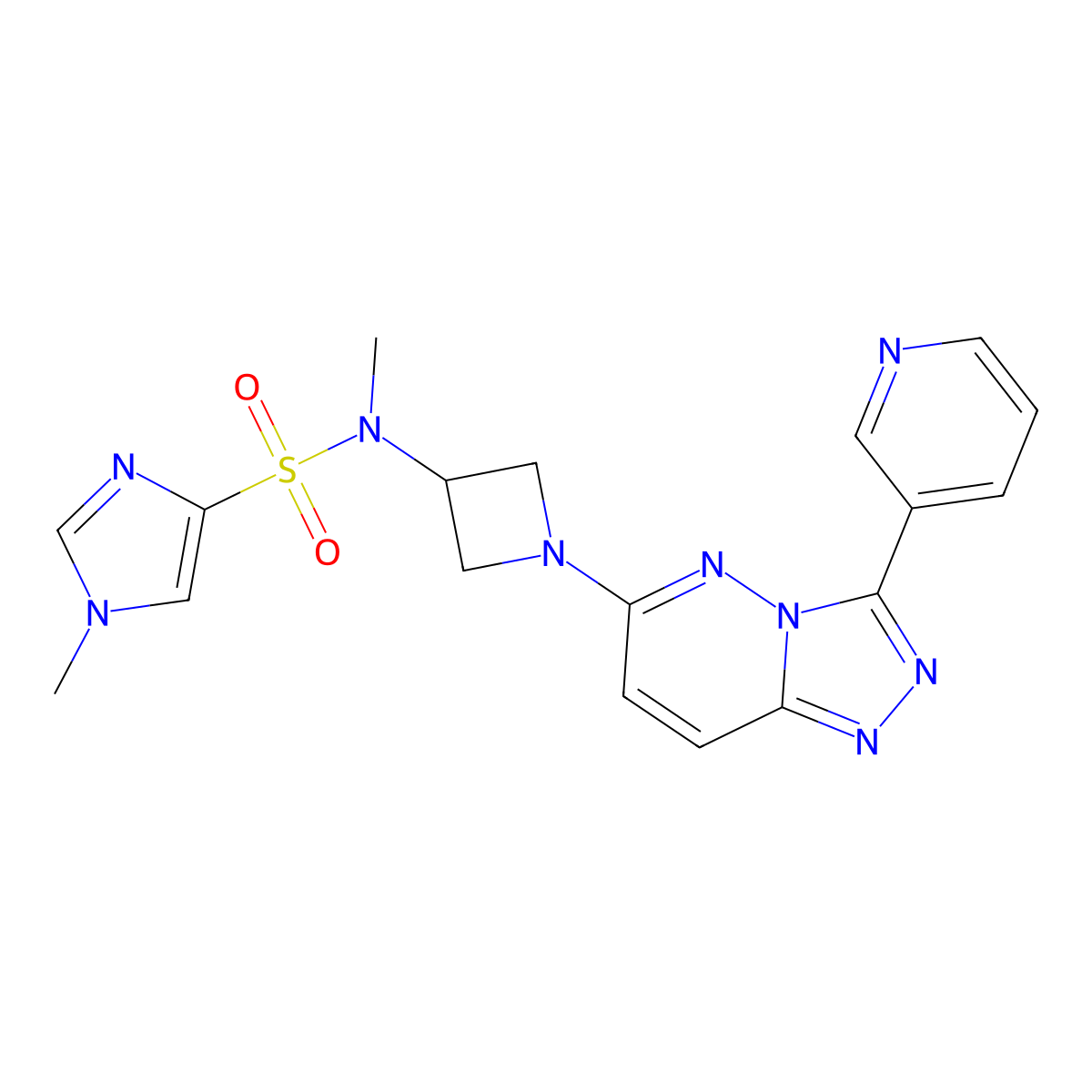 N,1-dimethyl-N-{1-[3-(pyridin-3-yl)-[1,2,4]triazolo[4,3-b]pyridazin-6-yl]azetidin-3-yl}-1H-imidazole-4-sulfonamide molecular structure, CAS 2380062-90-6