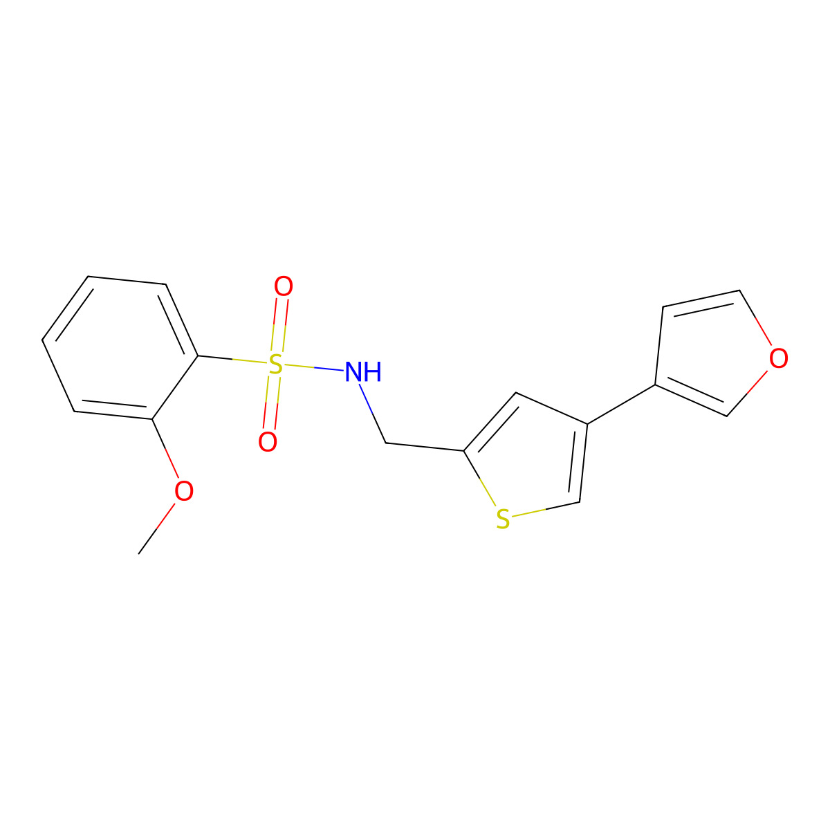 N-{[4-(furan-3-yl)thiophen-2-yl]methyl}-2-methoxybenzene-1-sulfonamide molecular structure, CAS 2380062-97-3