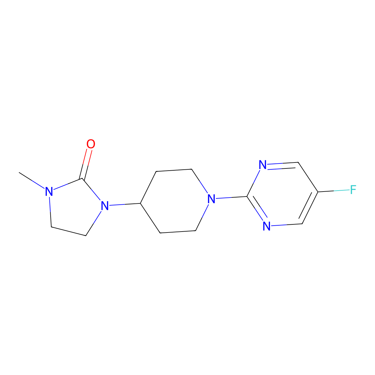 1-[1-(5-Fluoropyrimidin-2-yl)piperidin-4-yl]-3-methylimidazolidin-2-one molecular structure, CAS 2380063-01-2