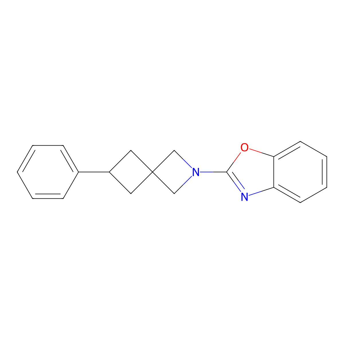2-{6-Phenyl-2-azaspiro[3.3]heptan-2-yl}-1,3-benzoxazole molecular structure, CAS 2380063-05-6