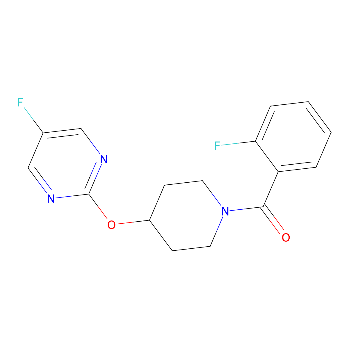 5-Fluoro-2-{[1-(2-fluorobenzoyl)piperidin-4-yl]oxy}pyrimidine molecular structure, CAS 2380063-07-8
