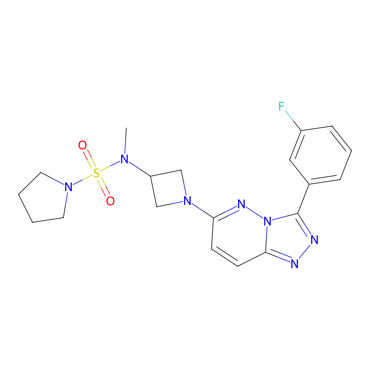 N-{1-[3-(3-fluorophenyl)-[1,2,4]triazolo[4,3-b]pyridazin-6-yl]azetidin-3-yl}-N-methylpyrrolidine-1-sulfonamide molecular structure, CAS 2380063-08-9