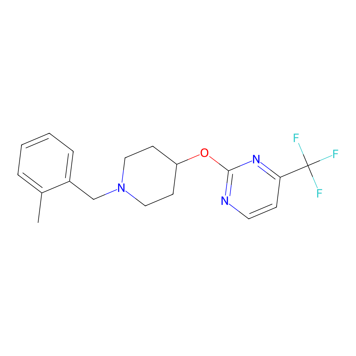 2-({1-[(2-Methylphenyl)methyl]piperidin-4-yl}oxy)-4-(trifluoromethyl)pyrimidine molecular structure, CAS 2380063-09-0