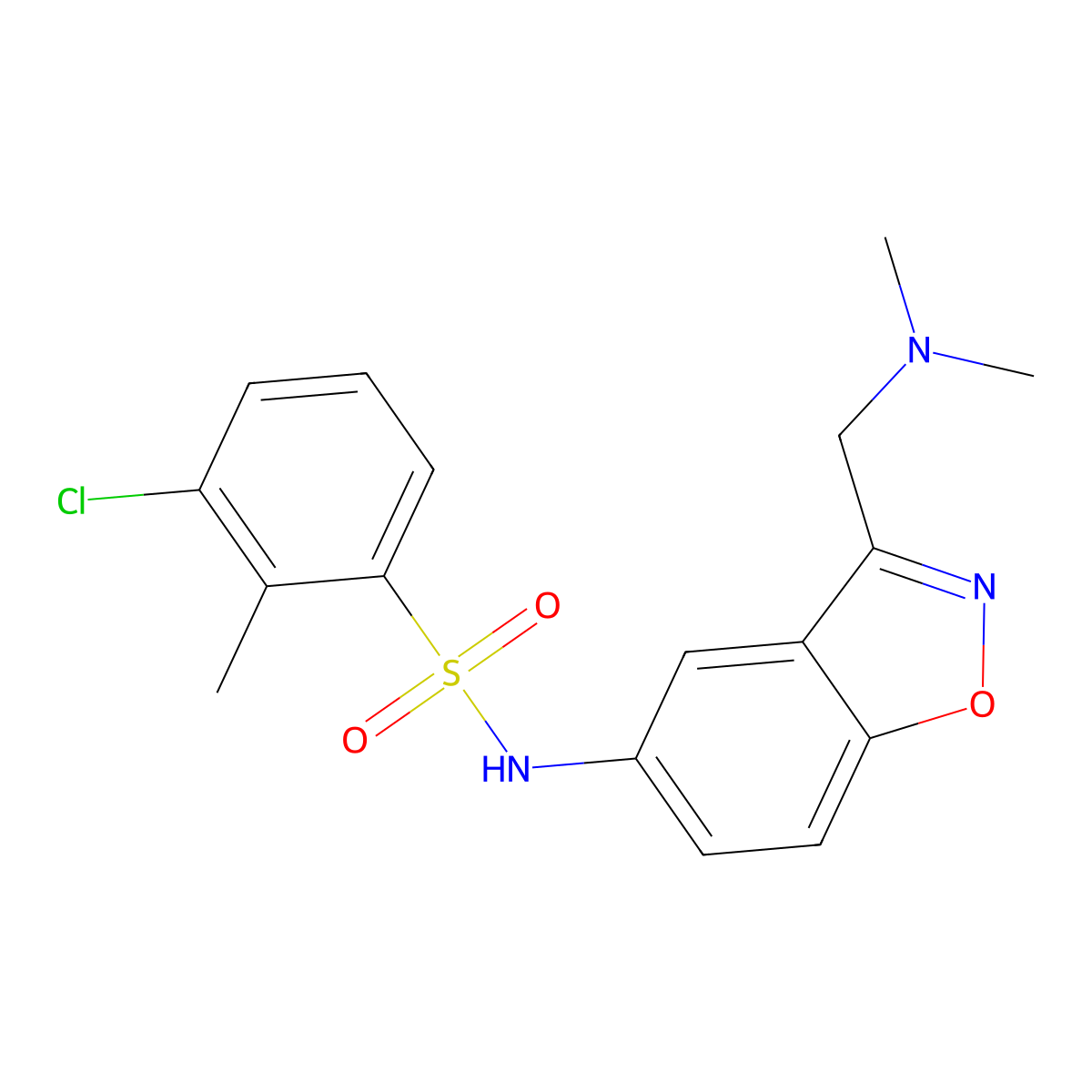 3-chloro-N-{3-[(dimethylamino)methyl]-1,2-benzoxazol-5-yl}-2-methylbenzene-1-sulfonamide molecular structure, CAS 2380063-19-2