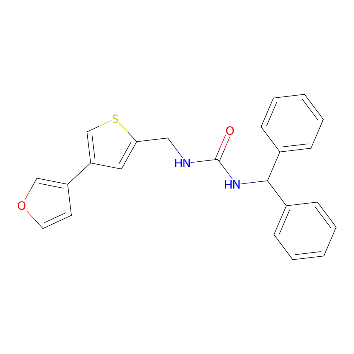 1-(Diphenylmethyl)-3-{[4-(furan-3-yl)thiophen-2-yl]methyl}urea molecular structure, CAS 2380063-27-2