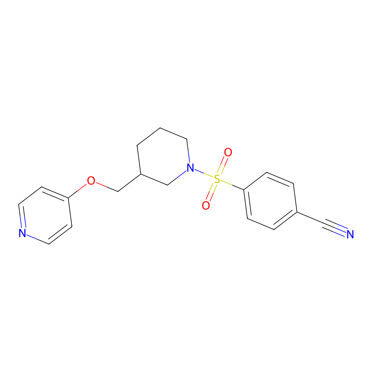 4-({3-[(Pyridin-4-yloxy)methyl]piperidin-1-yl}sulfonyl)benzonitrile molecular structure, CAS 2380063-38-5