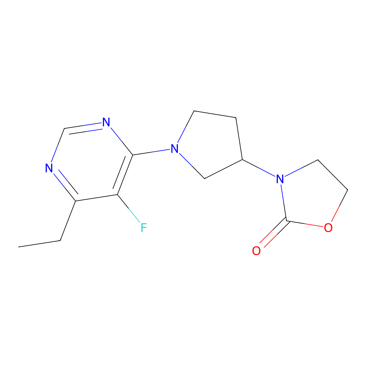 3-[1-(6-Ethyl-5-fluoropyrimidin-4-yl)pyrrolidin-3-yl]-1,3-oxazolidin-2-one molecular structure, CAS 2380063-40-9