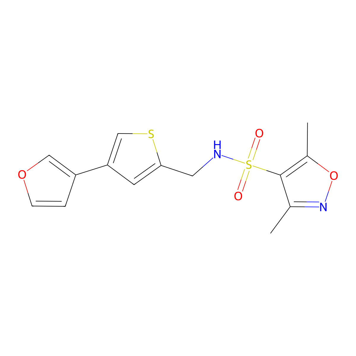 N-{[4-(furan-3-yl)thiophen-2-yl]methyl}-3,5-dimethyl-1,2-oxazole-4-sulfonamide molecular structure, CAS 2380063-44-3