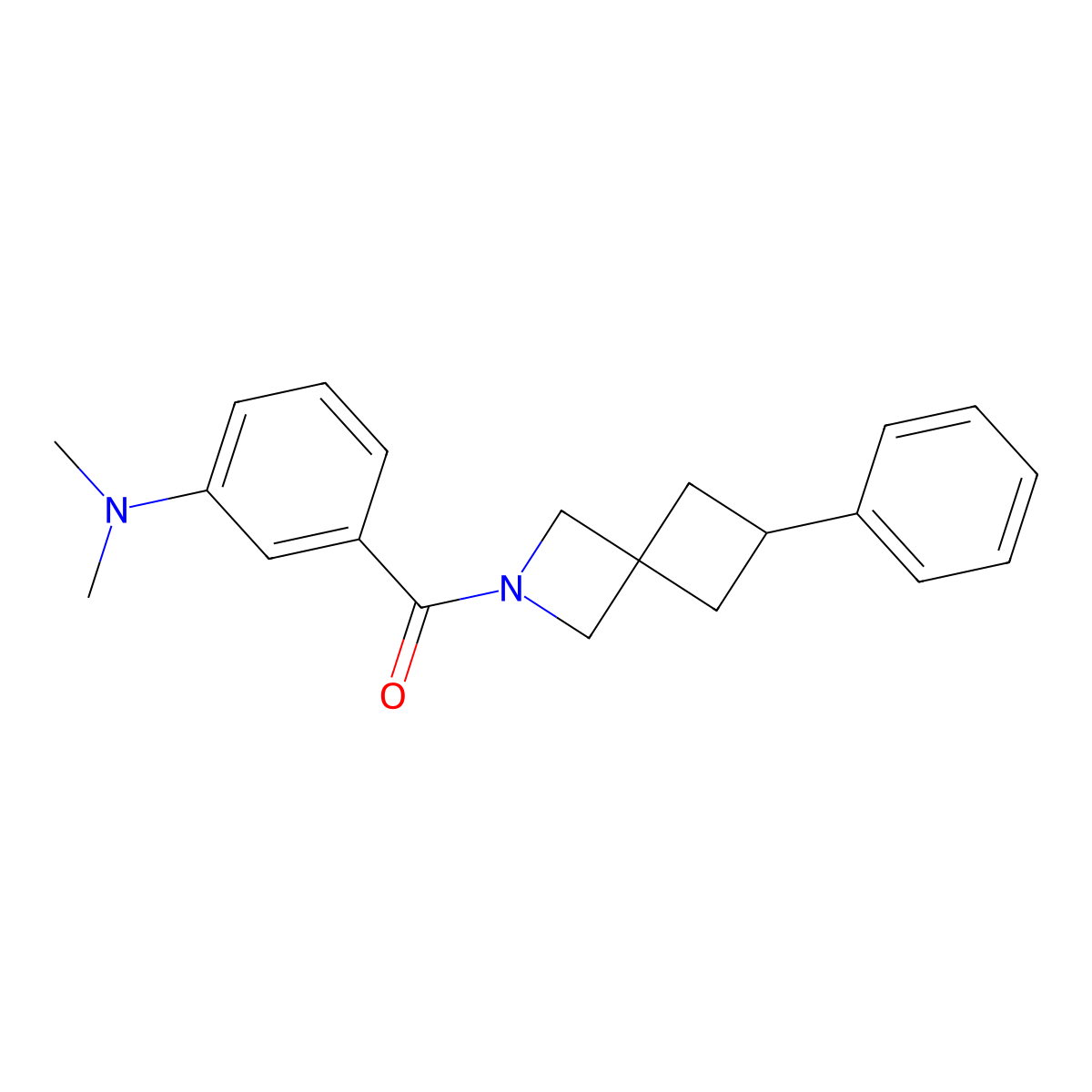 N,N-dimethyl-3-{6-phenyl-2-azaspiro[3.3]heptane-2-carbonyl}aniline molecular structure, CAS 2380063-49-8