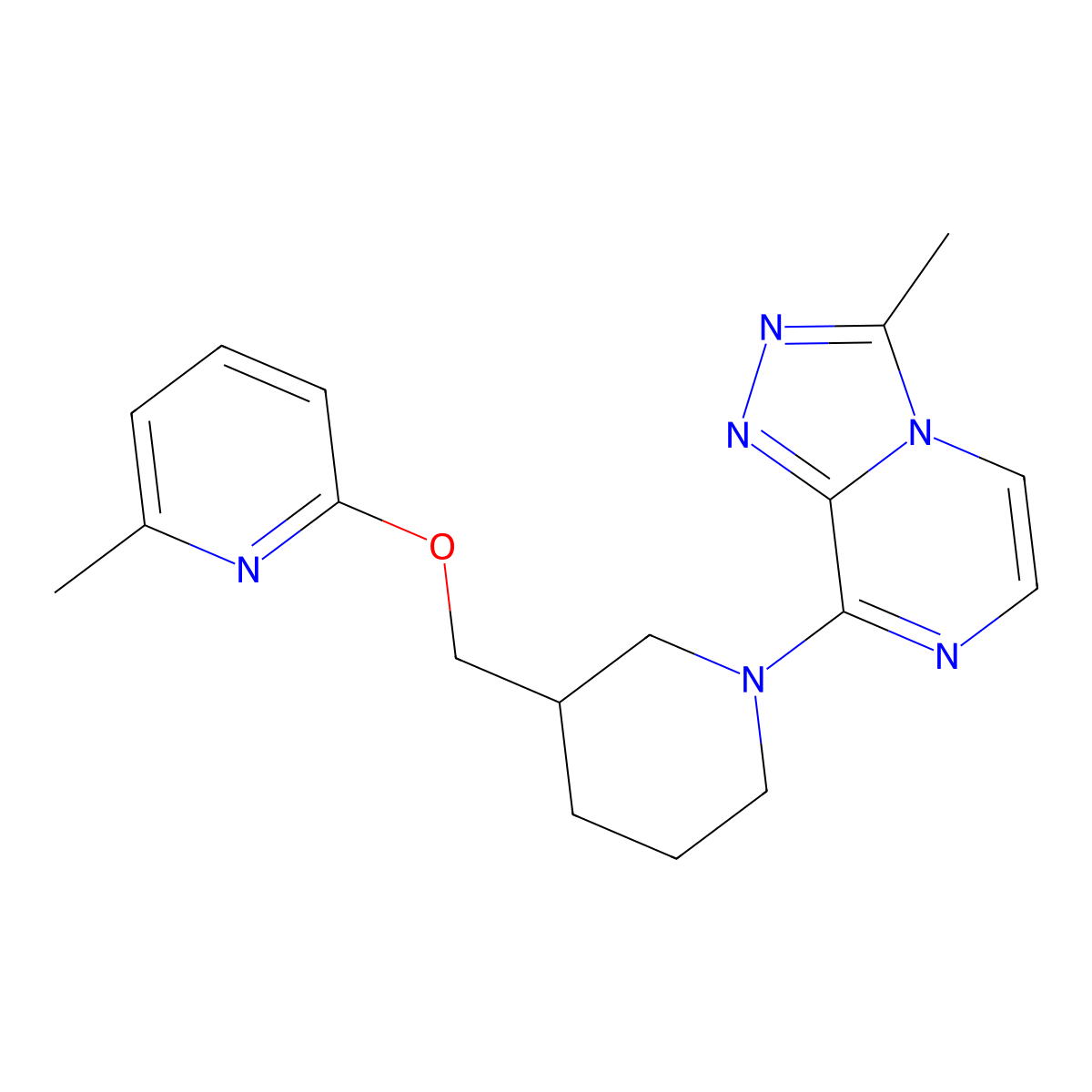 2-Methyl-6-[(1-{3-methyl-[1,2,4]triazolo[4,3-a]pyrazin-8-yl}piperidin-3-yl)methoxy]pyridine molecular structure, CAS 2380063-57-8
