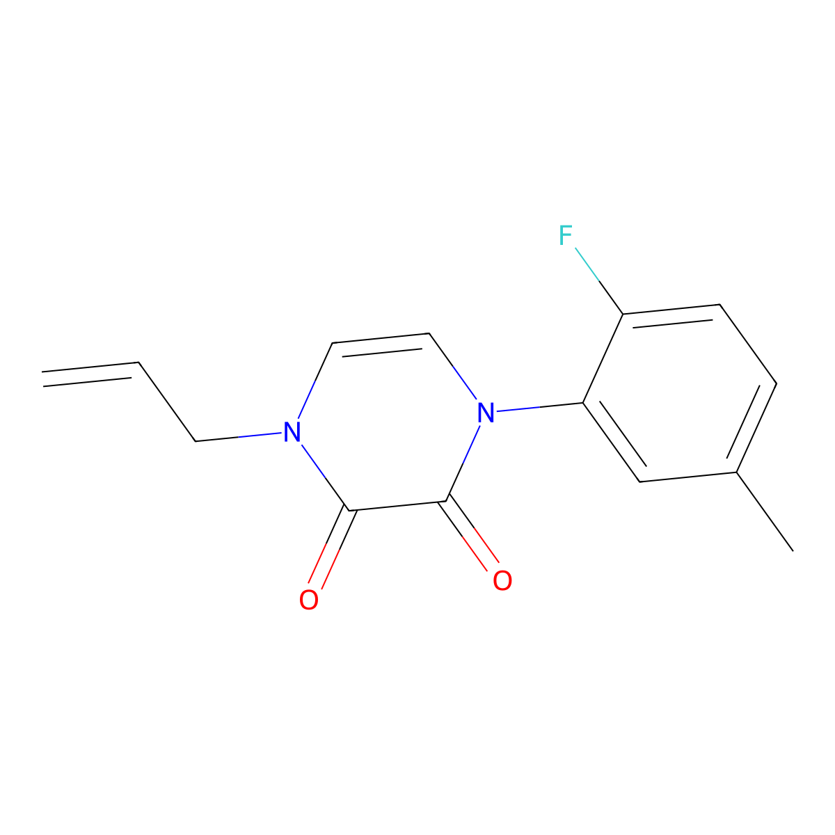 1-(2-Fluoro-5-methylphenyl)-4-prop-2-enylpyrazine-2,3-dione molecular structure, CAS 2380063-59-0