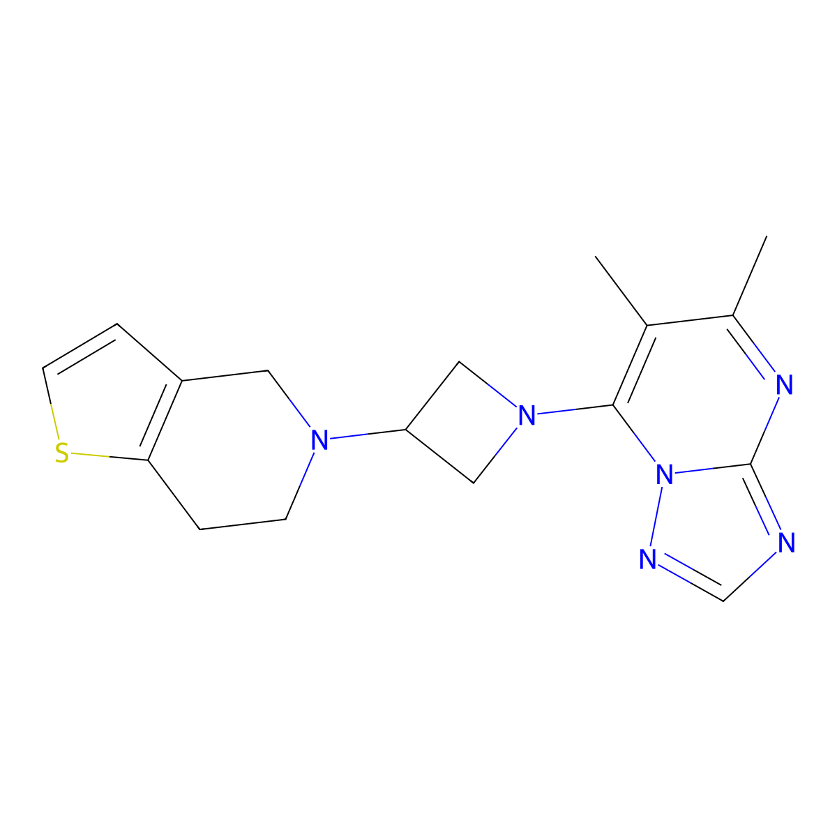 1-{5,6-dimethyl-[1,2,4]triazolo[1,5-a]pyrimidin-7-yl}-3-{4H,5H,6H,7H-thieno[3,2-c]pyridin-5-yl}azetidine molecular structure, CAS 2380063-61-4
