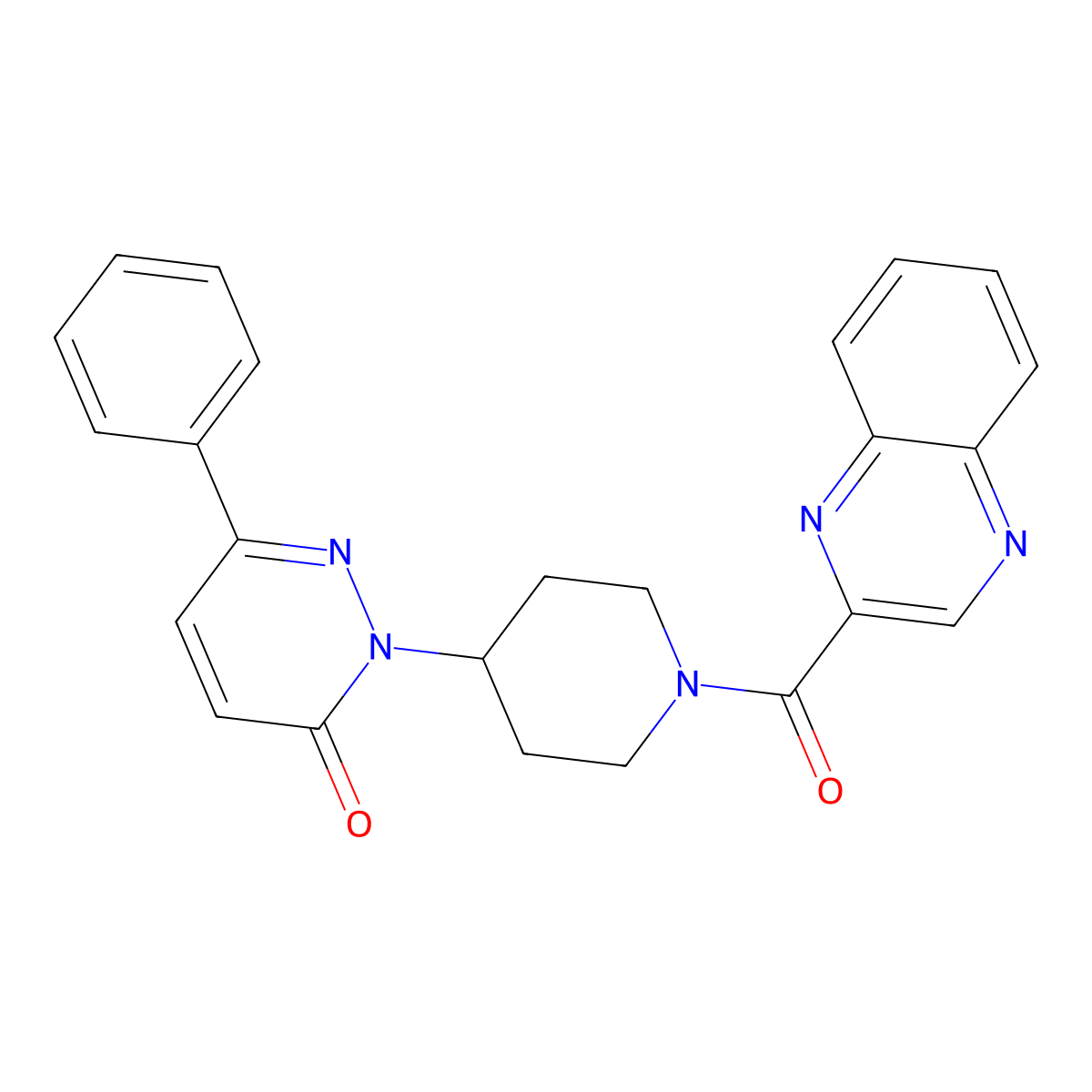 6-Phenyl-2-[1-(quinoxaline-2-carbonyl)piperidin-4-yl]-2,3-dihydropyridazin-3-one molecular structure, CAS 2380063-63-6