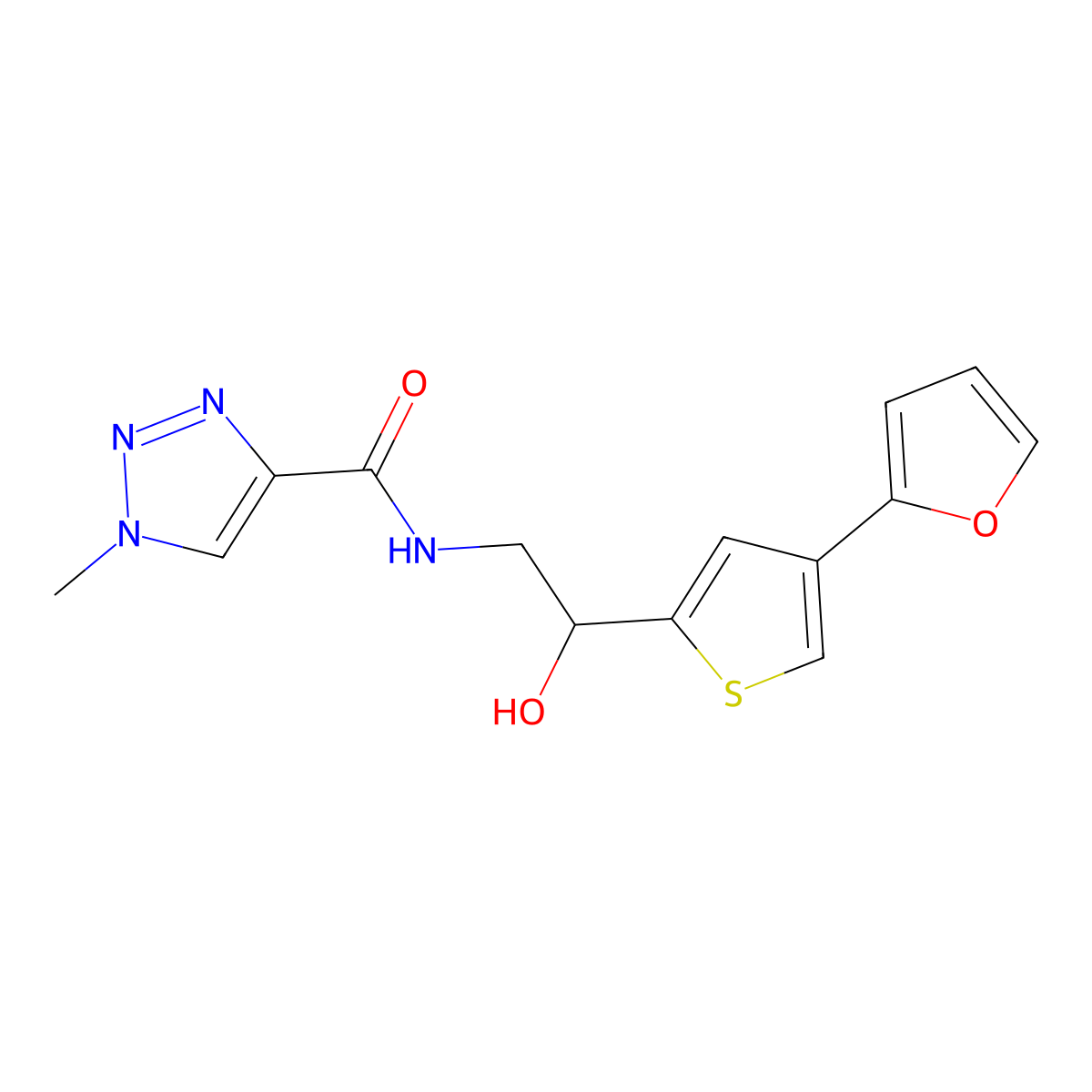 N-{2-[4-(furan-2-yl)thiophen-2-yl]-2-hydroxyethyl}-1-methyl-1H-1,2,3-triazole-4-carboxamide molecular structure, CAS 2380063-67-0